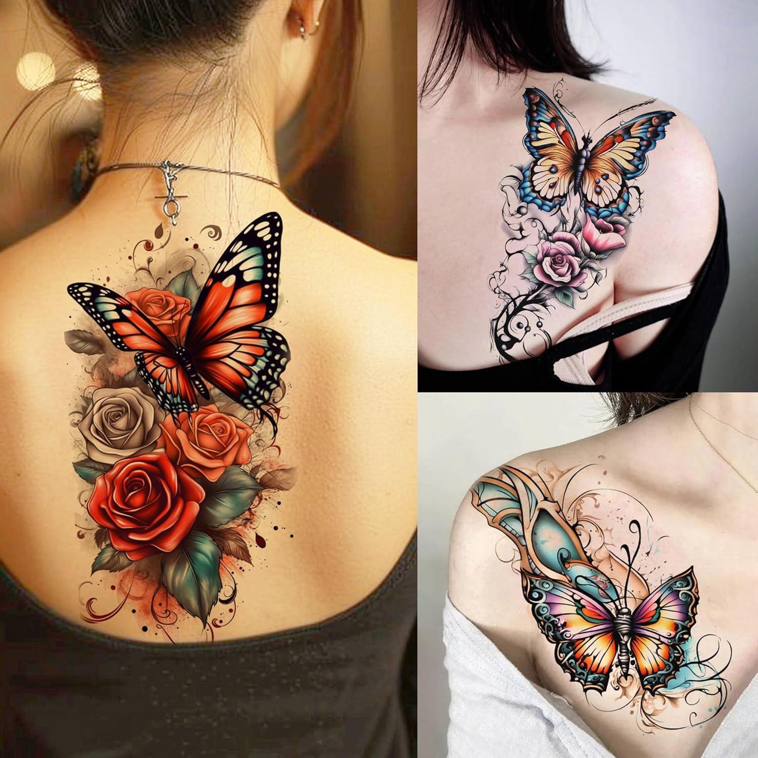 72 Tatuajes Temporales Acuarela Mariposas Toneoldshu