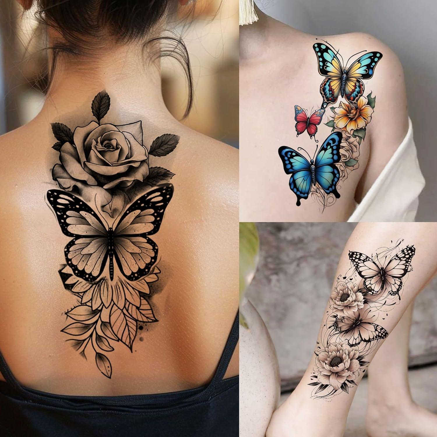 72 Tatuajes Temporales Acuarela Mariposas Toneoldshu