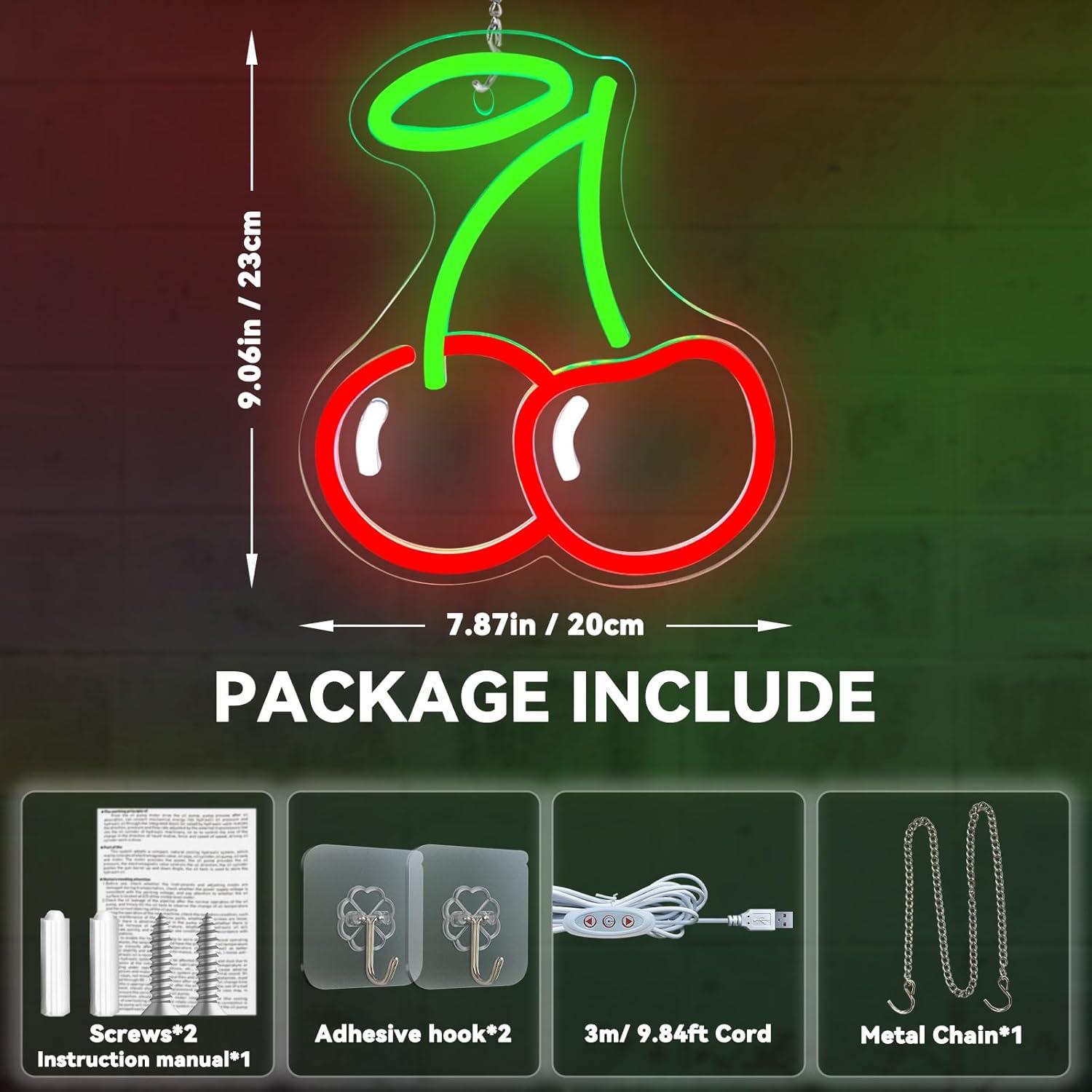 Letrero de Neón Cereza LED AYwyYjCh 22.86x19.81 cm Regulable