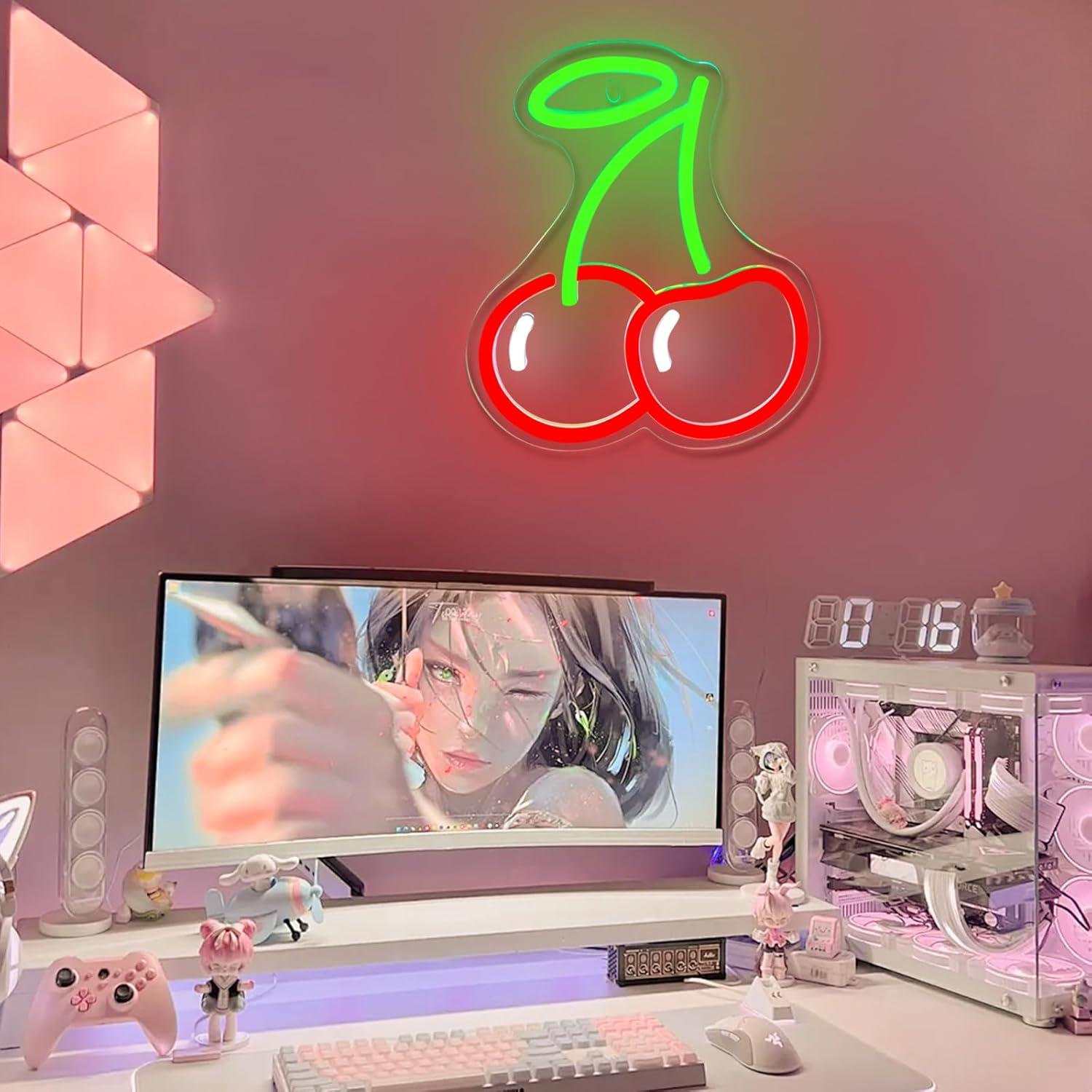 Letrero de Neón Cereza LED AYwyYjCh 22.86x19.81 cm Regulable