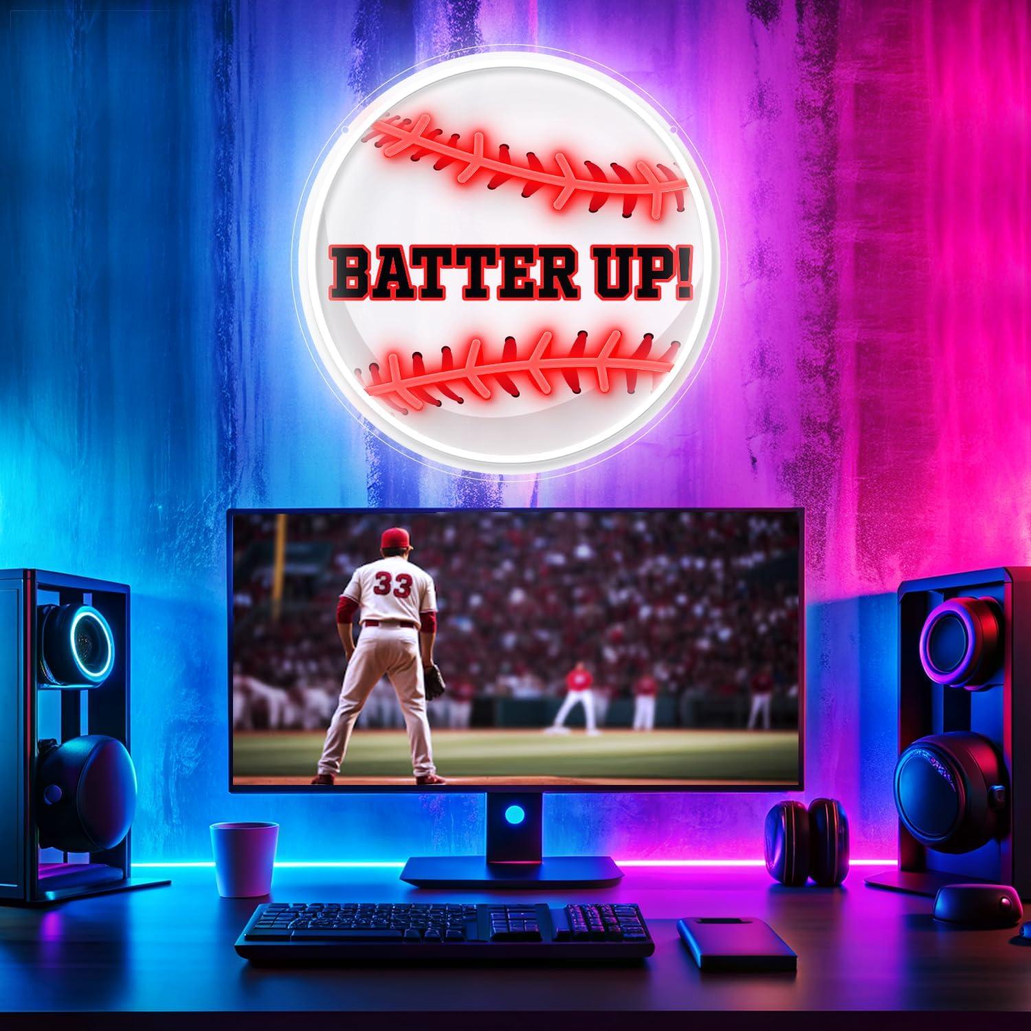 Cartel de Neón LED Béisbol HAJAE 30.48cm Regulable USB