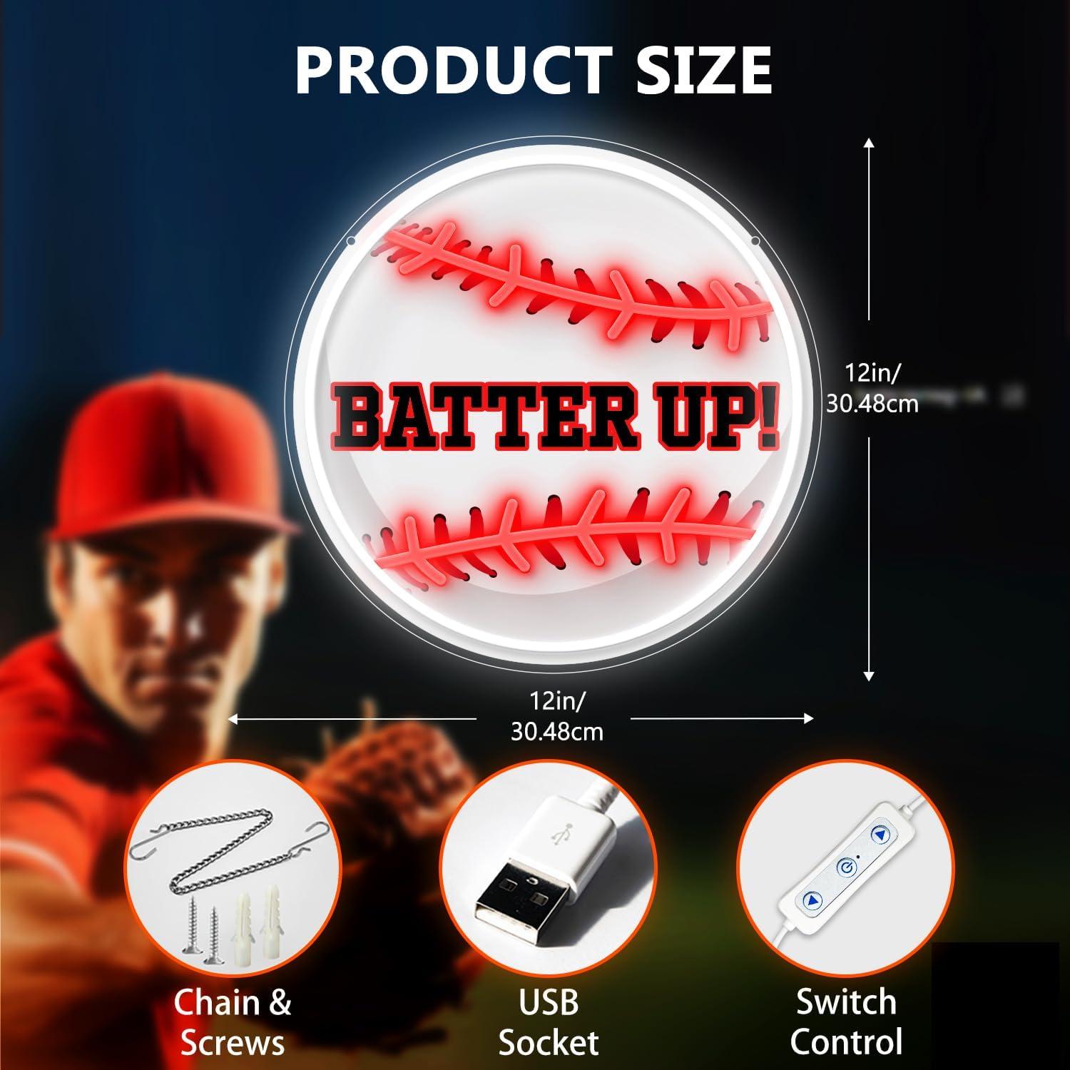 Cartel de Neón LED Béisbol HAJAE 30.48cm Regulable USB