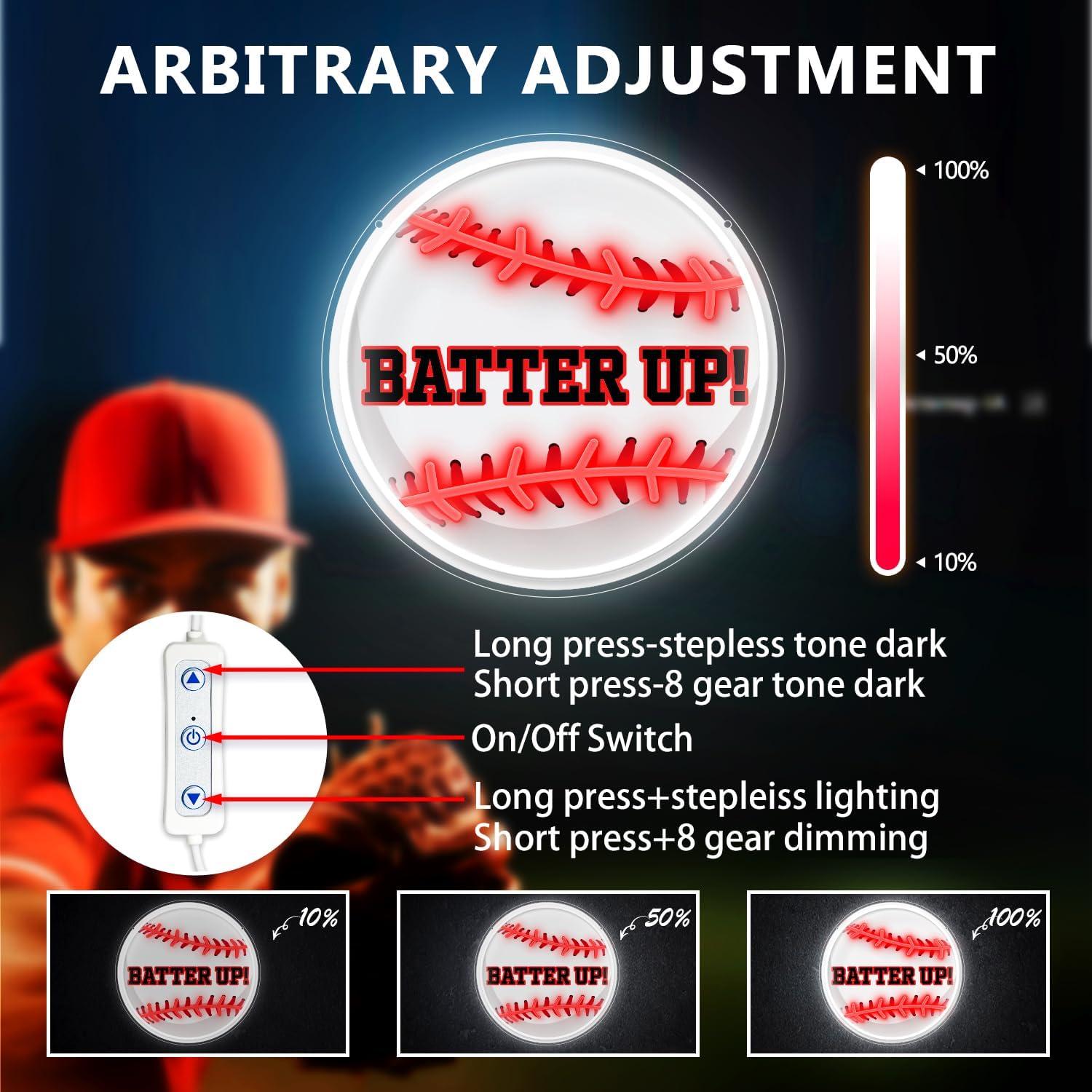 Cartel de Neón LED Béisbol HAJAE 30.48cm Regulable USB