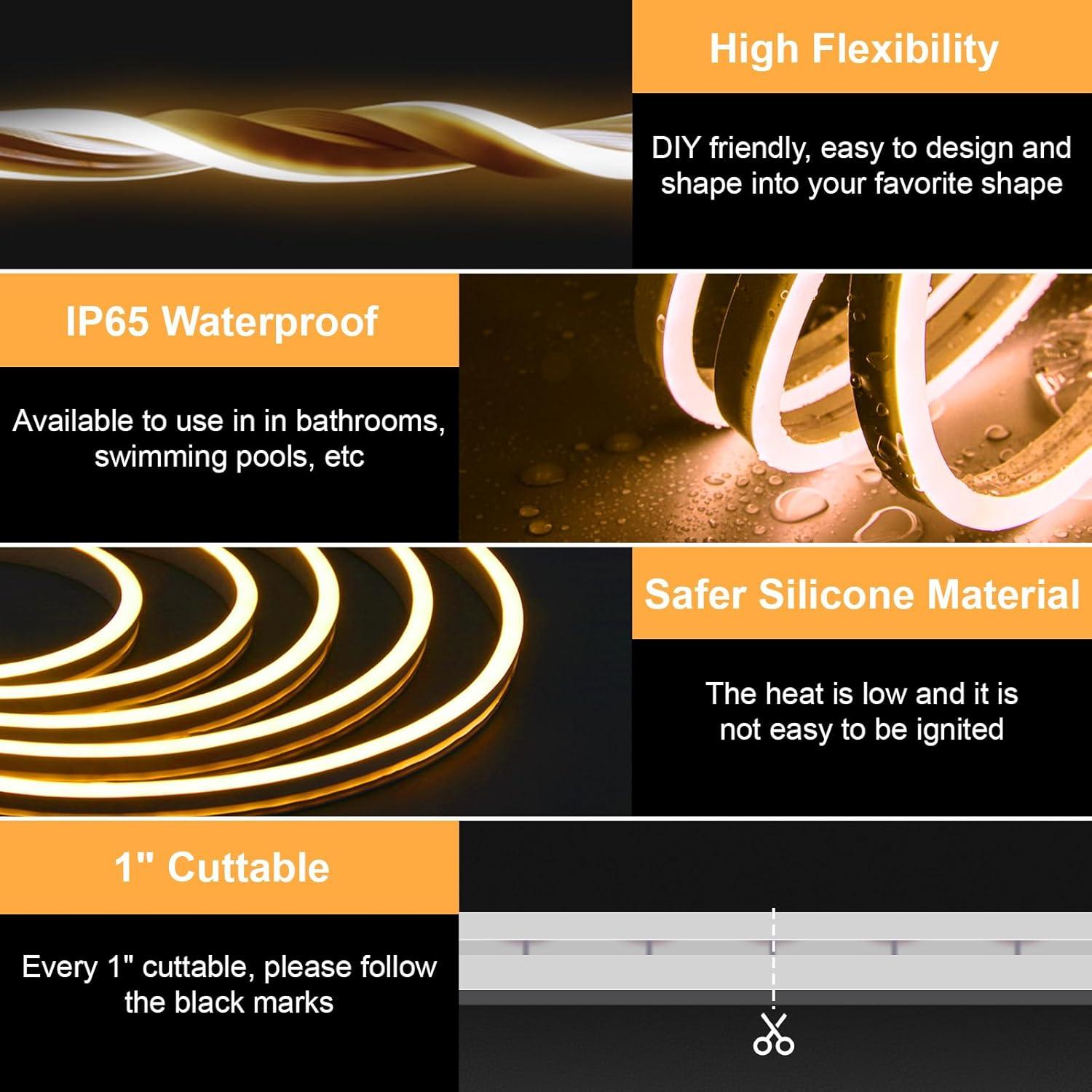 Tira de Luz LED Dimmable Meevt 5m Blanco Cálido Impermeable