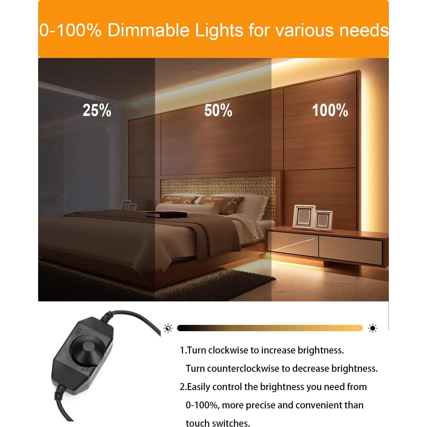 Tira de Luz LED Dimmable Meevt 5m Blanco Cálido Impermeable