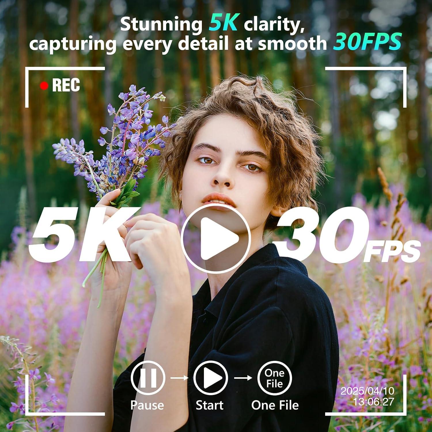 Cámara Digital 5K Aboobu 64MP con Zoom Óptico 6X y WiFi