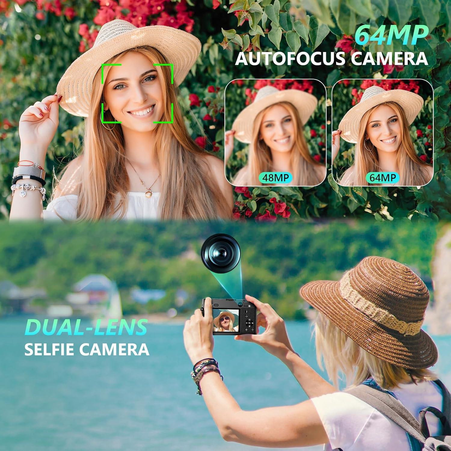 Cámara Digital 5K Aboobu 64MP con Zoom Óptico 6X y WiFi