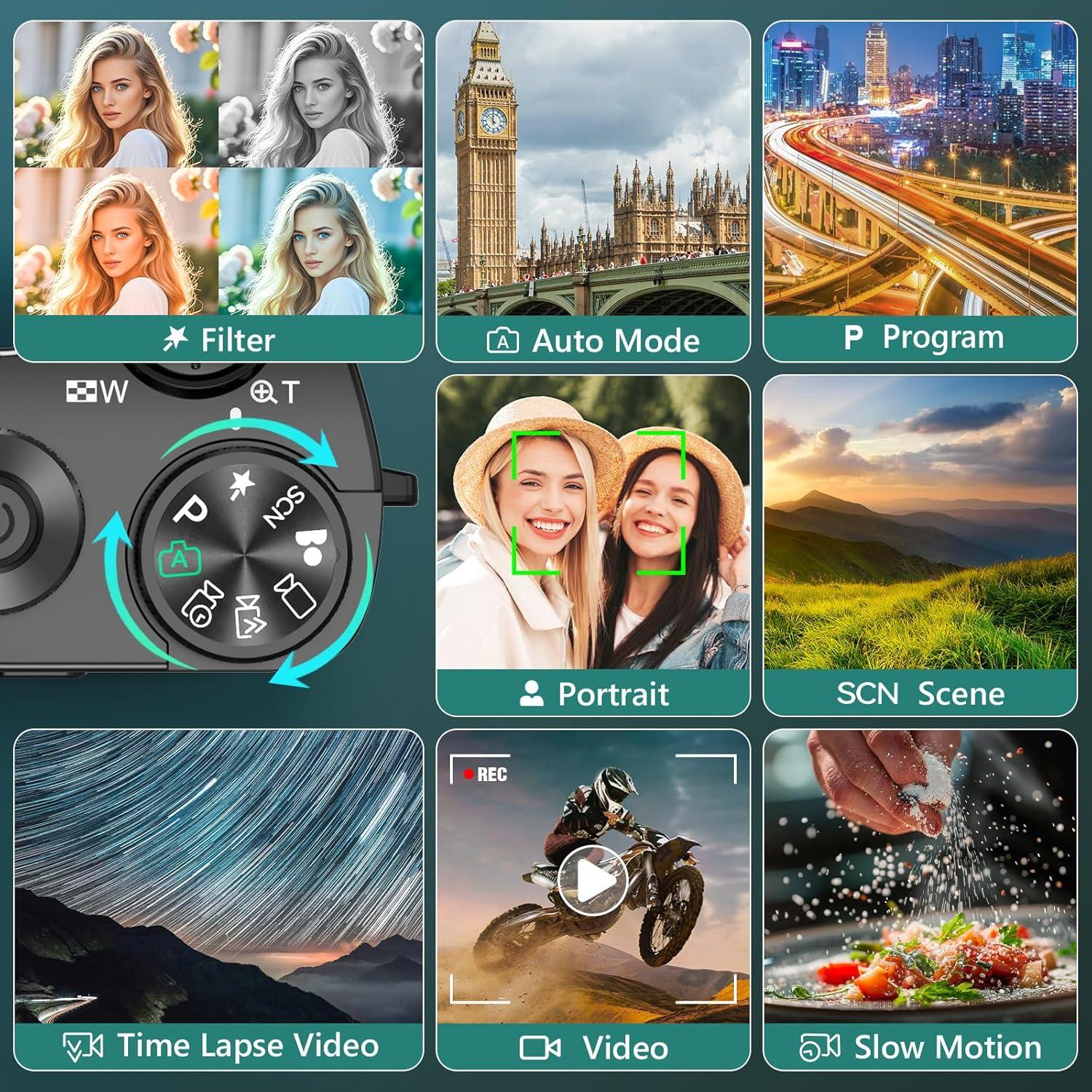 Cámara Digital 5K Aboobu 64MP con Zoom Óptico 6X y WiFi