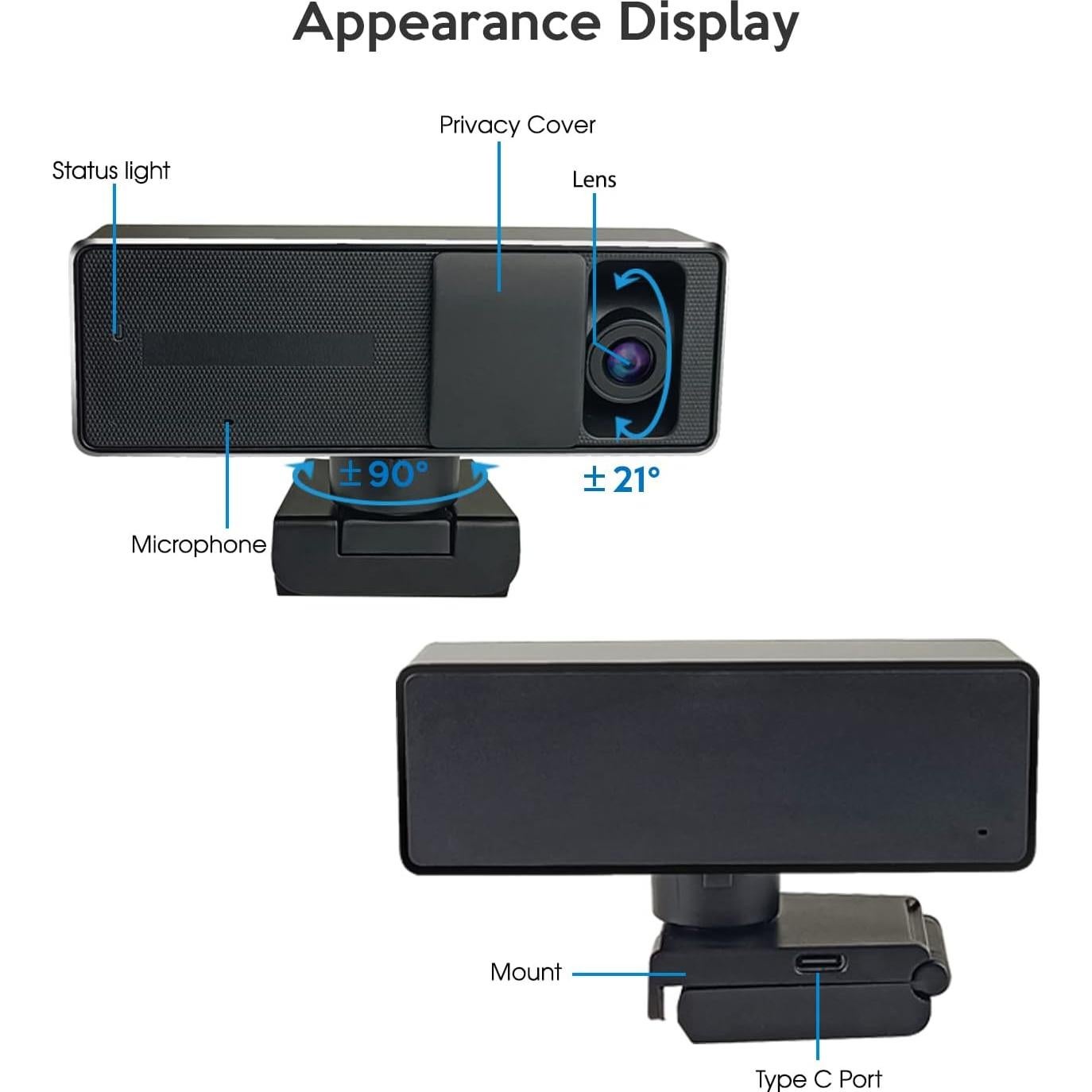 Webcam TOALLIN 2K AI con Seguimiento Automático y Zoom 2X