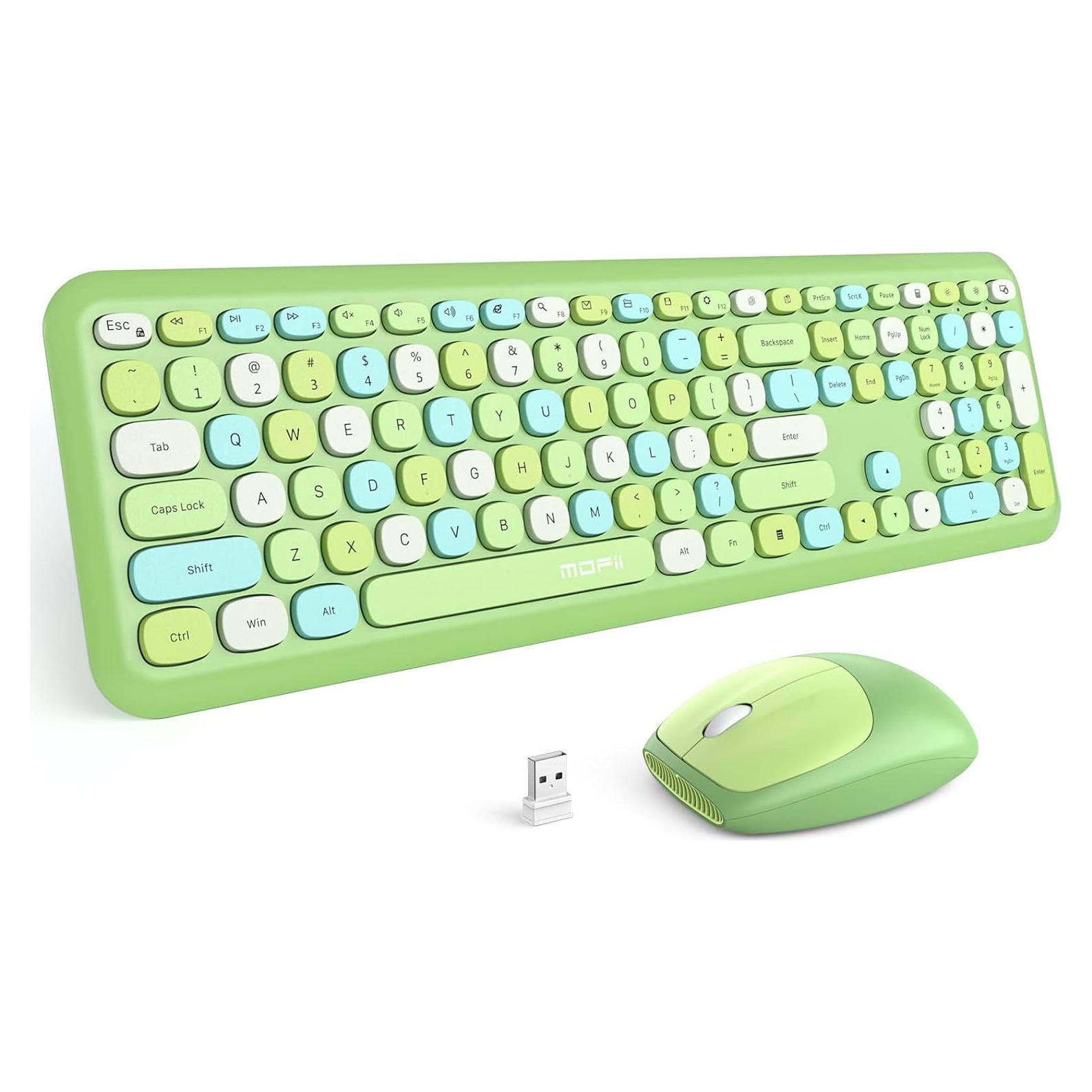 Combo Teclado y Ratón Inalámbrico Grenf Slim 2.4G USB Verde