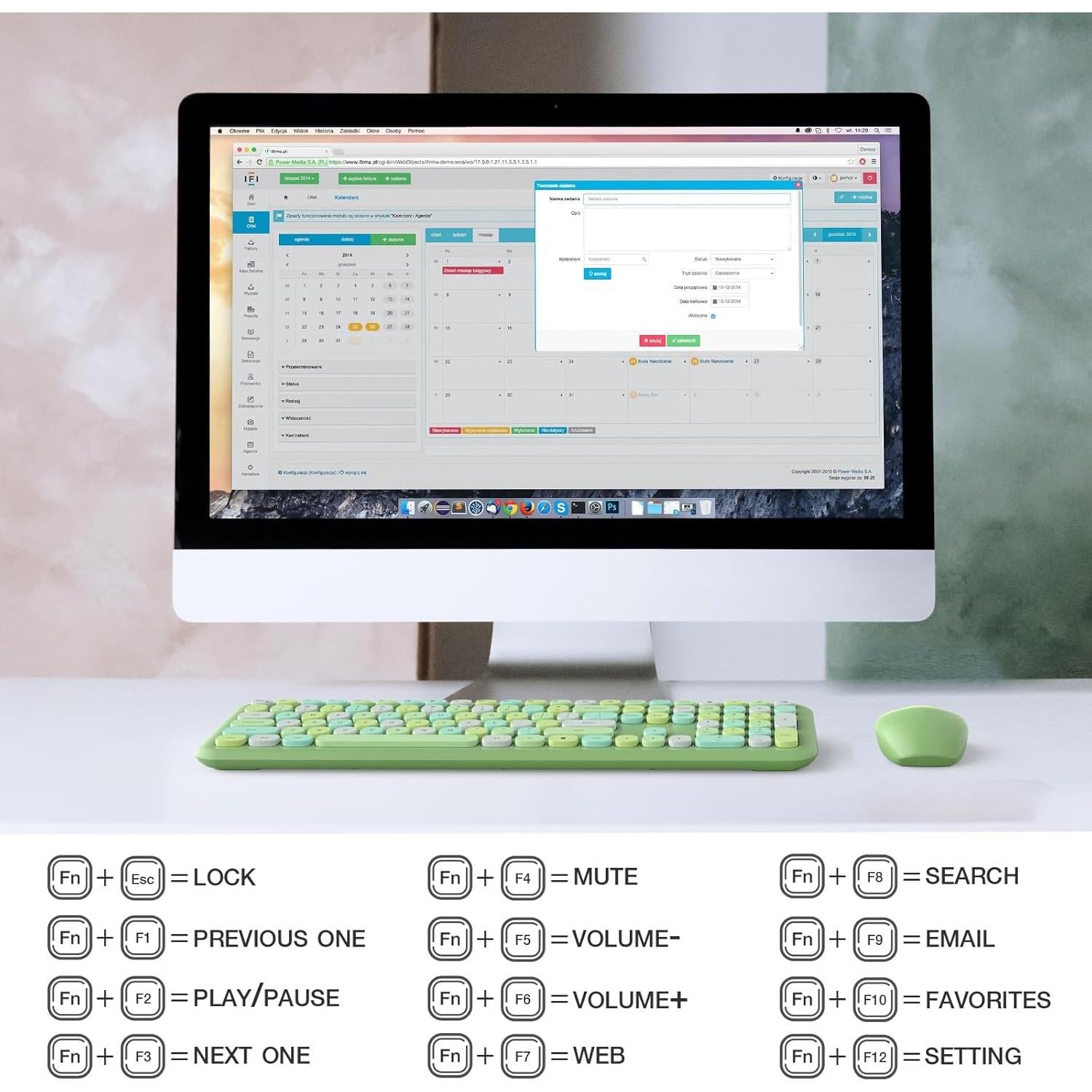 Combo Teclado y Ratón Inalámbrico Grenf Slim 2.4G USB Verde