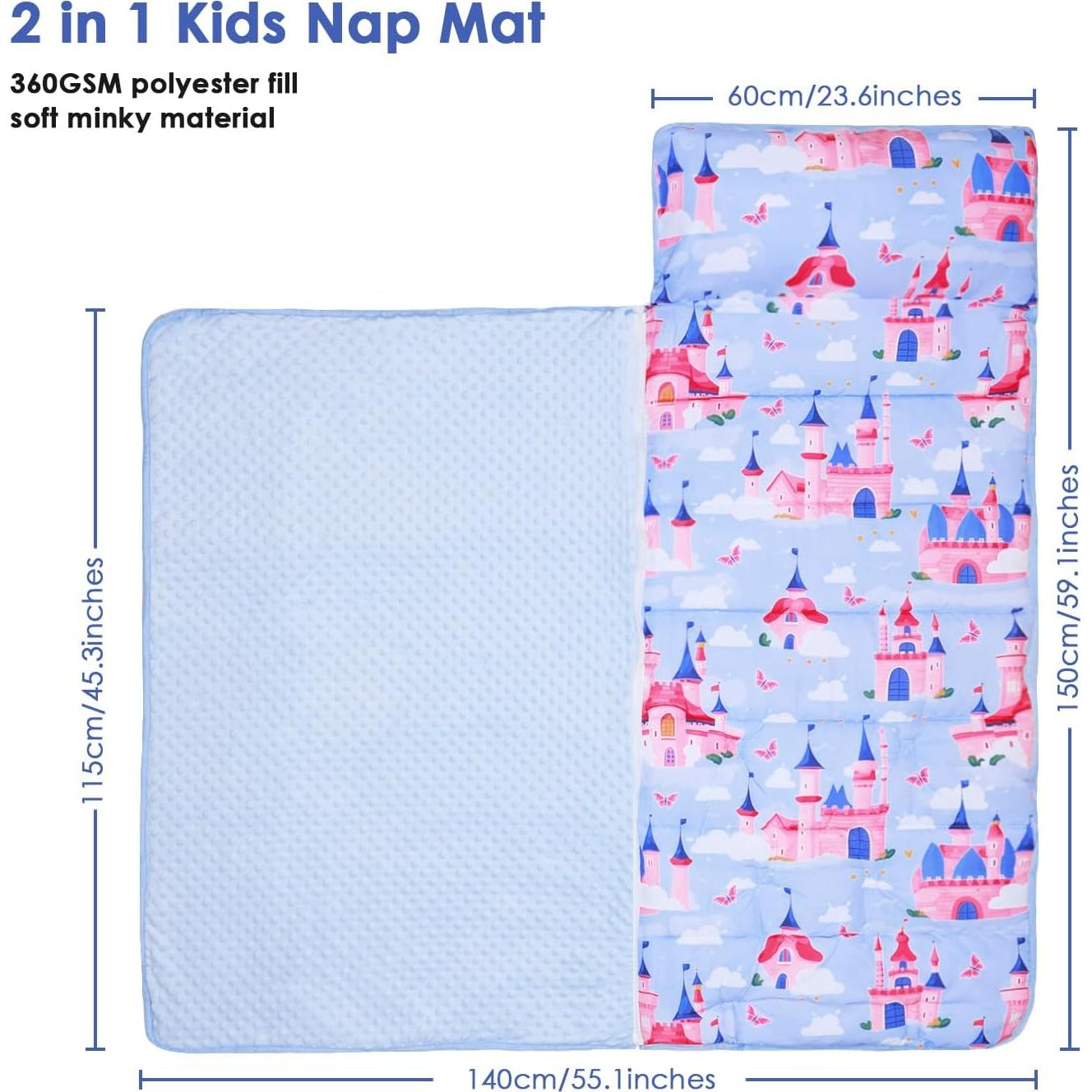 Saco de dormir infantil Decalsweet 2 en 1 con almohada azul