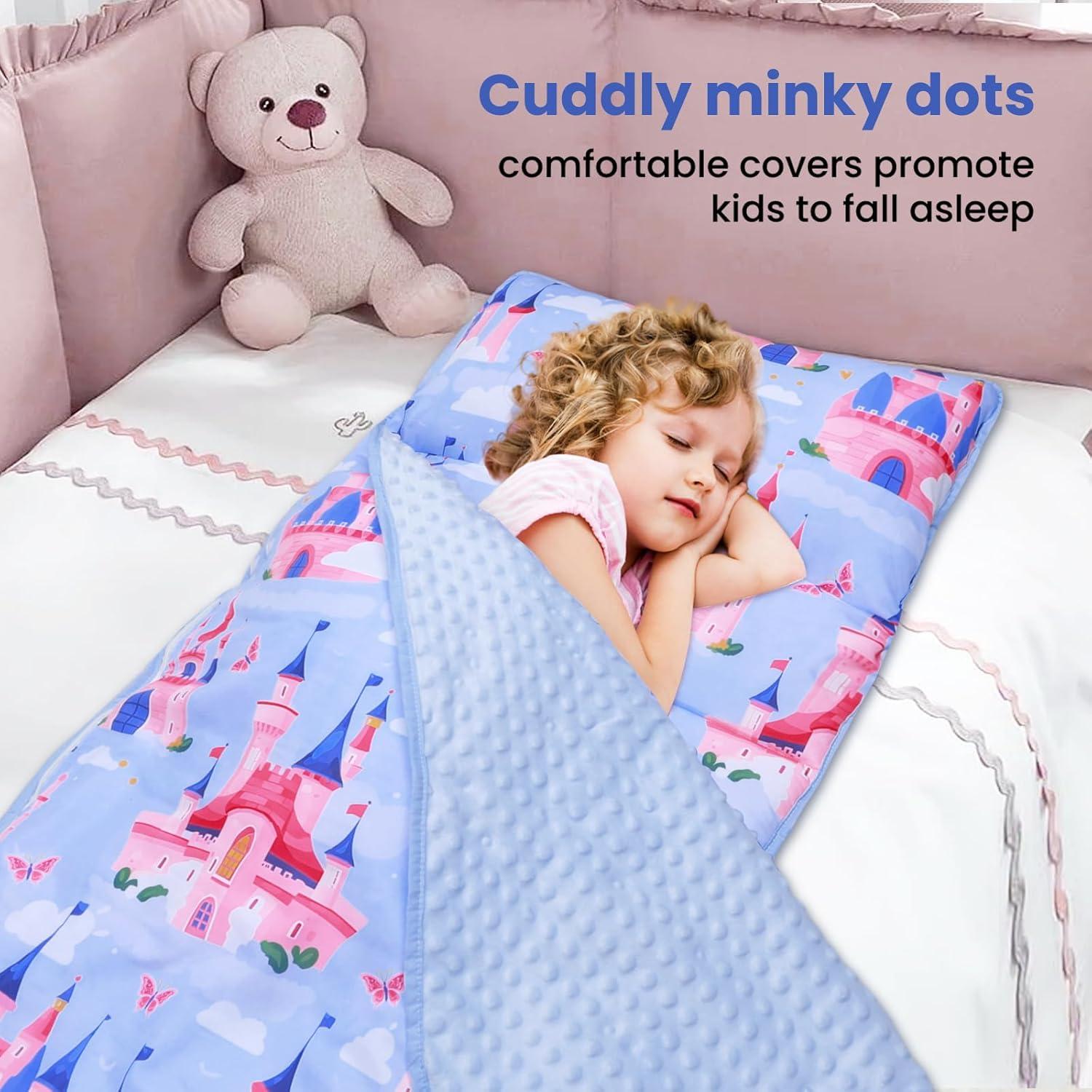 Saco de dormir infantil Decalsweet 2 en 1 con almohada azul