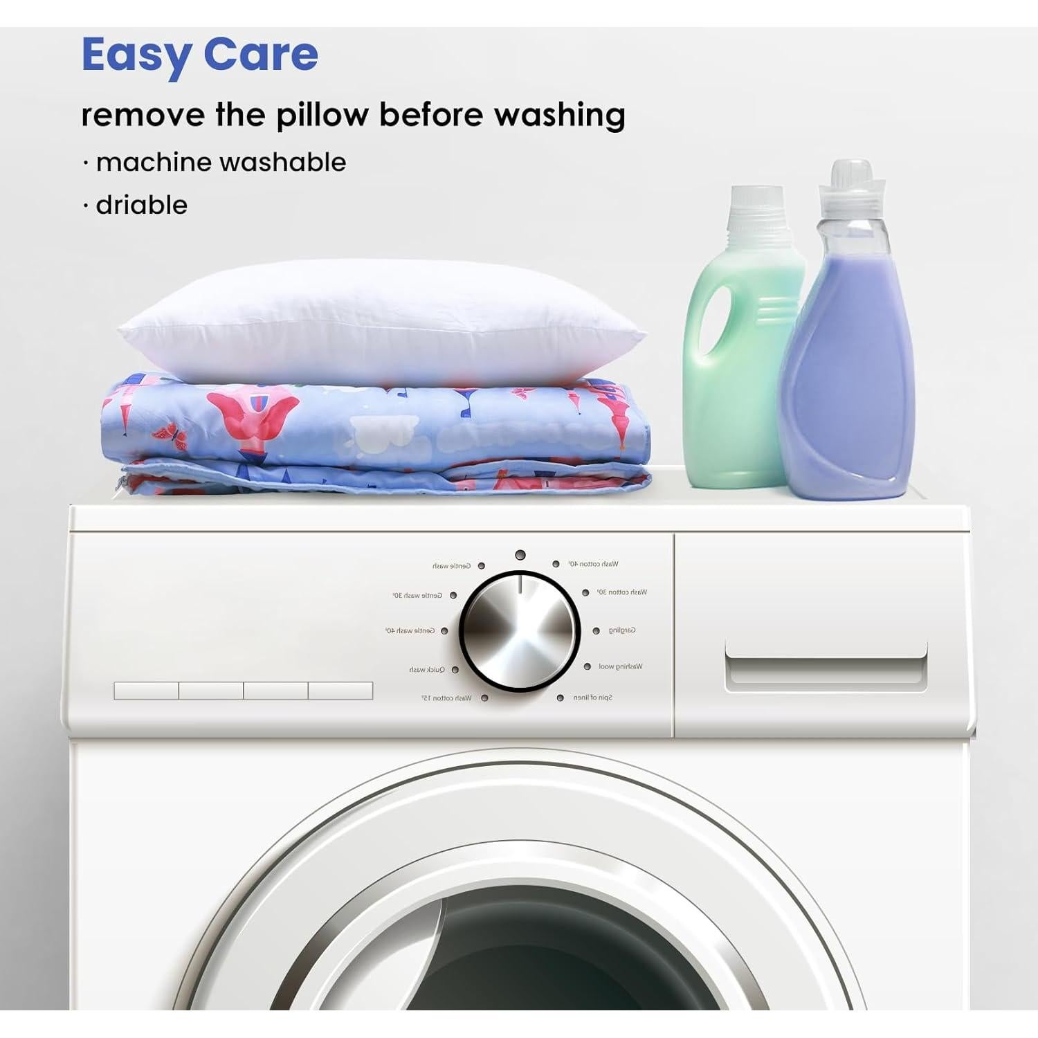 Saco de dormir infantil Decalsweet 2 en 1 con almohada azul