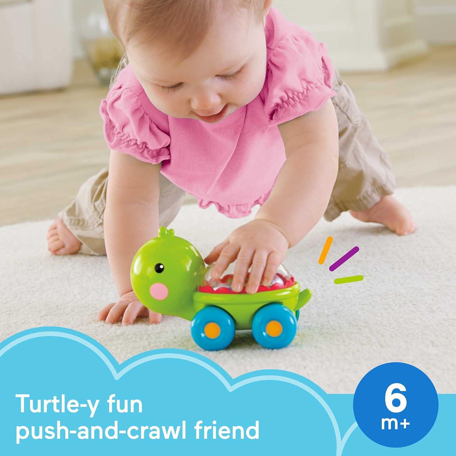 Baby Crawling Toy Poppity Pop Turtle Push-Along Vehicle with Ball Popping Sounds for Infants Ages 6+ Months​