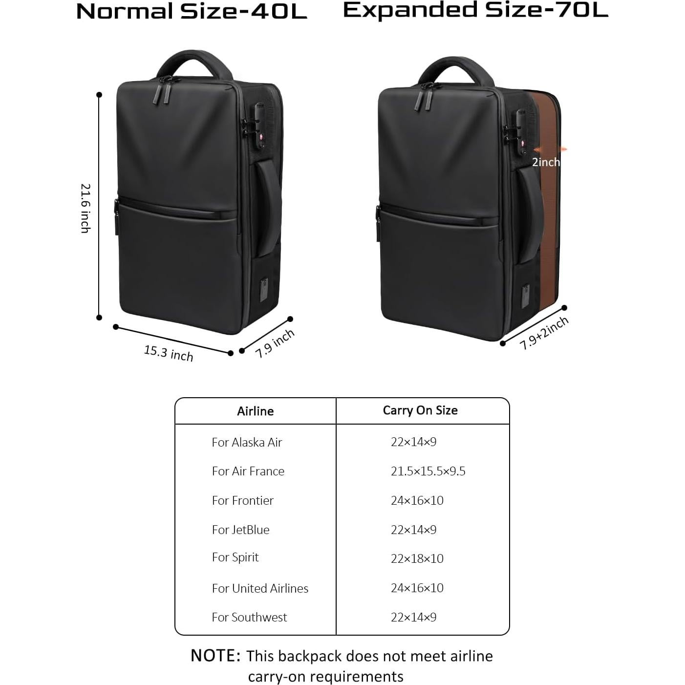 Mochila de Viaje Zurligi 60L con Sistema de Vacío y Bomba