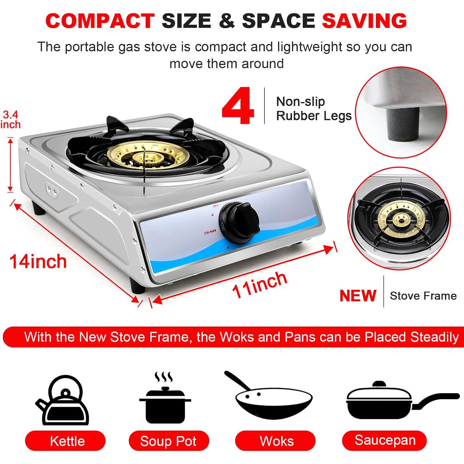 Cocina de Gas Portátil FORIMO de Acero Inoxidable 2.9 kW