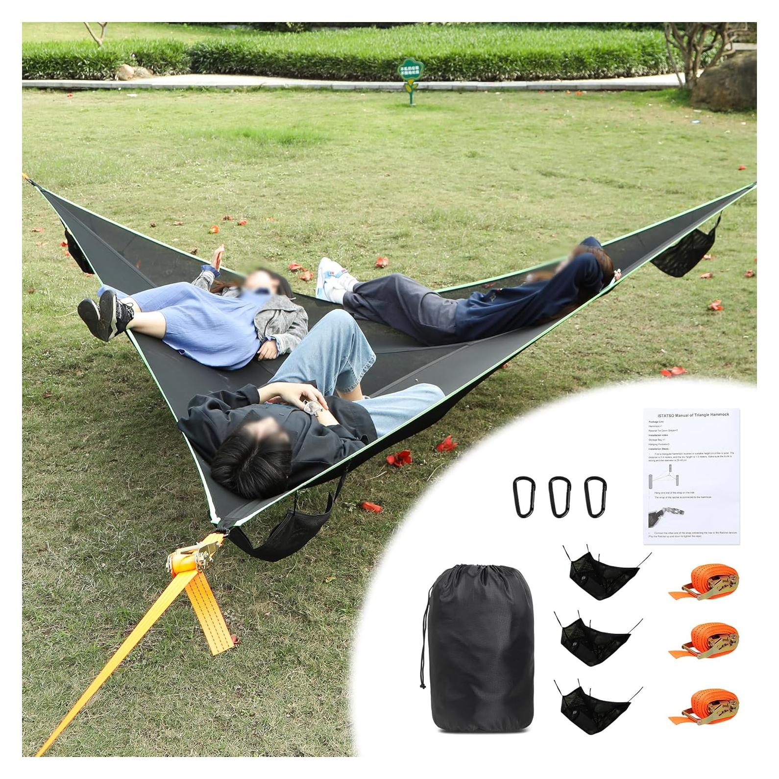 Hamaca Triangular de Camping ISTATSO 400 cm 454 kg para 2-6 Personas
