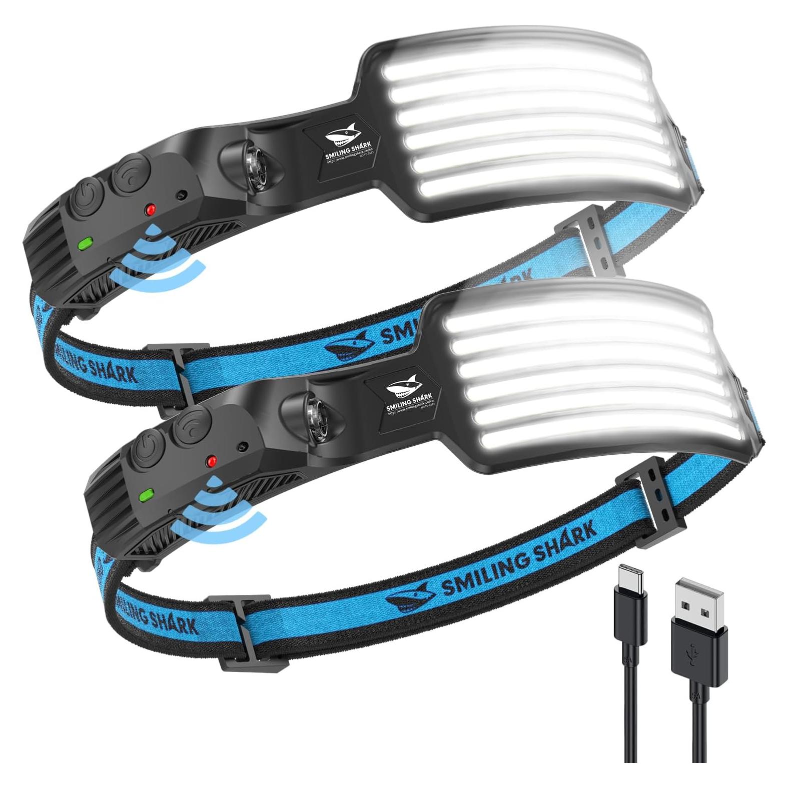 Linterna Frontal Recargable Smiling Shark 6 Modos LED Blanca