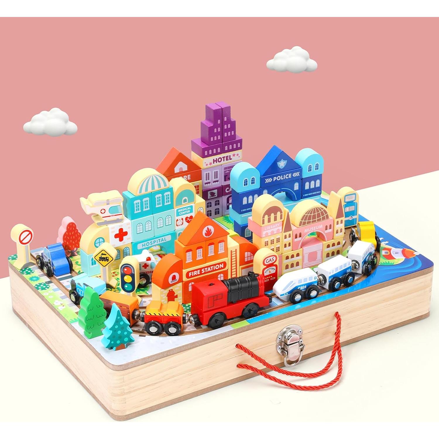 Juego de Bloques de Madera Migargle Tren Educativo 3-5 Años