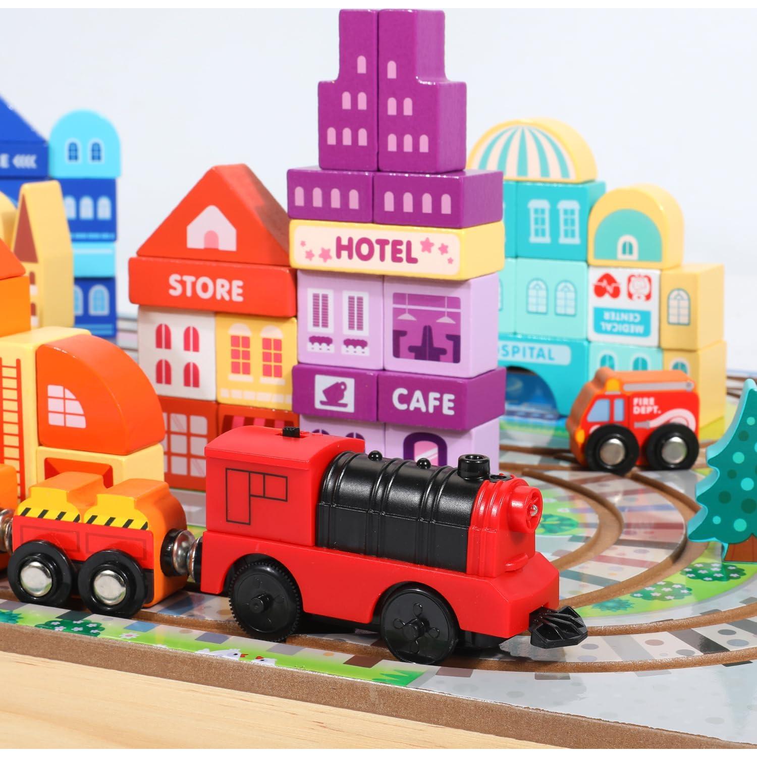 Juego de Bloques de Madera Migargle Tren Educativo 3-5 Años