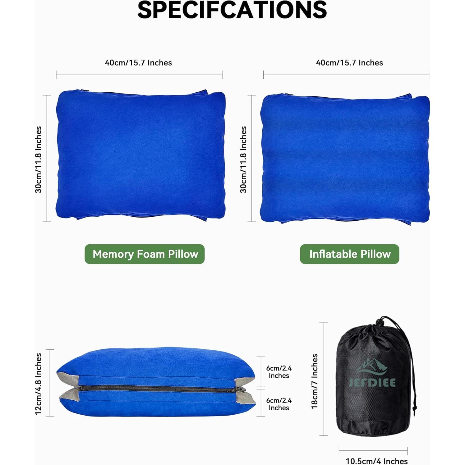 Almohada Lumbar Inflable JefDiee con Espuma de Memoria Azul