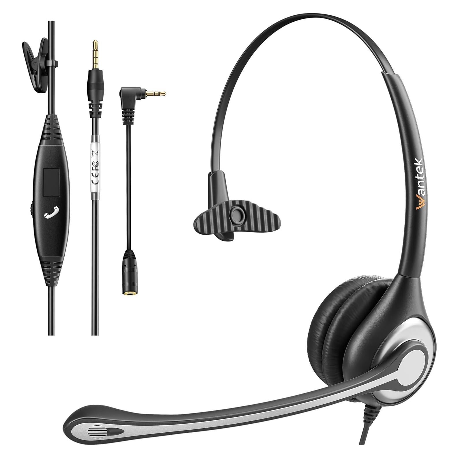 Auricular Mono Wantek F600J35 con Micrófono y Cancelación de Ruido