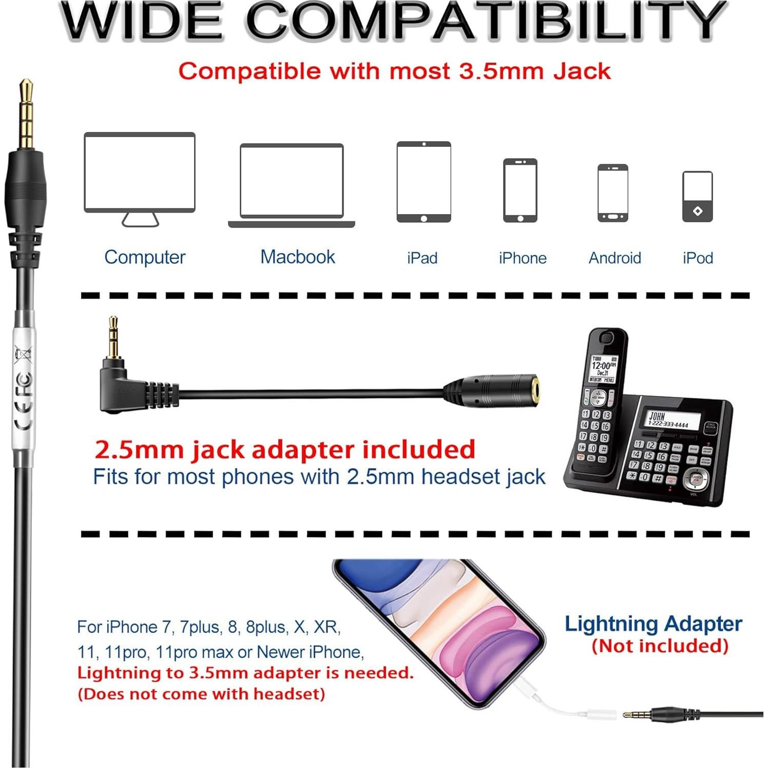 Auricular Mono Wantek F600J35 con Micrófono y Cancelación de Ruido