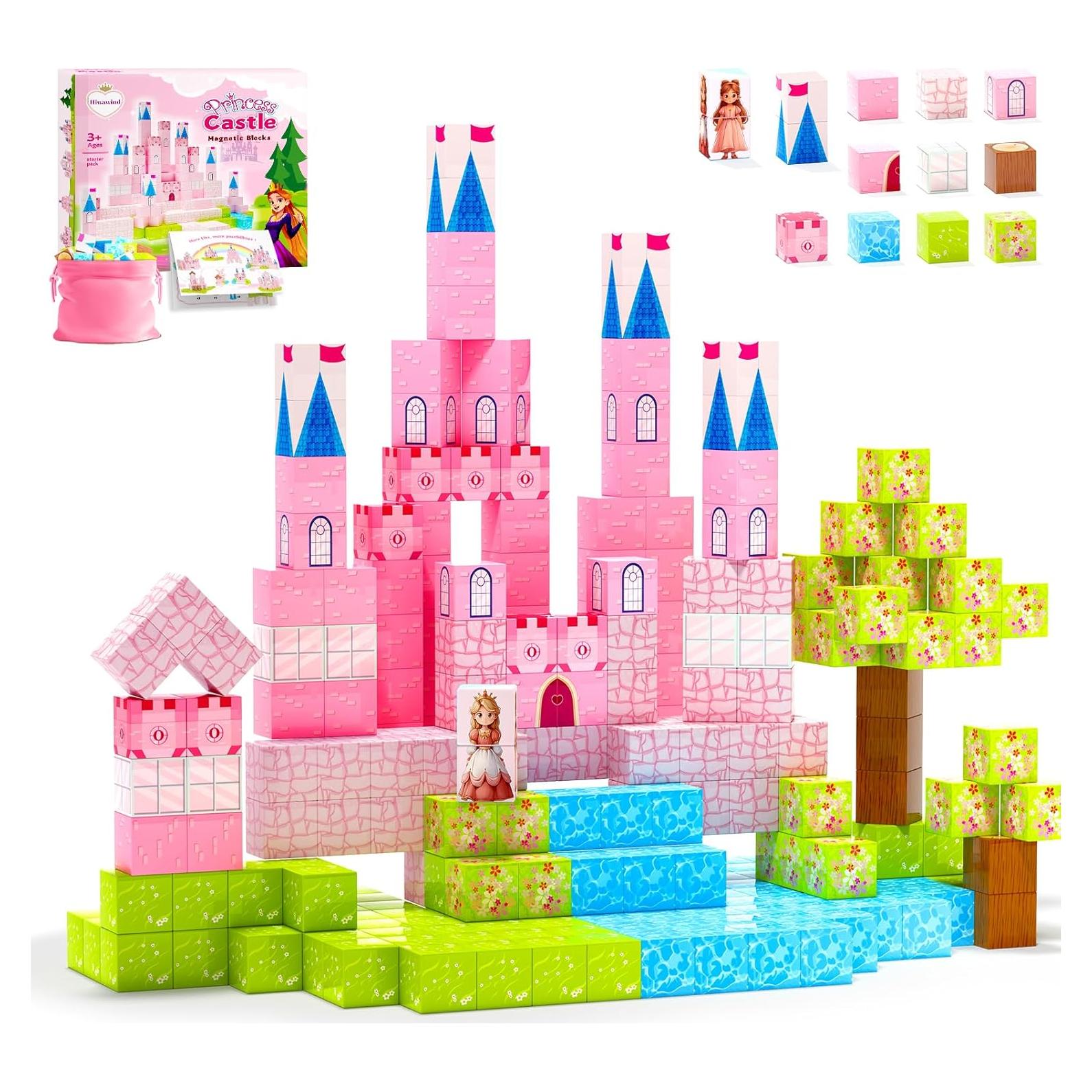64 Piezas Bloques Magnéticos Hiwawind Castillo Princesa