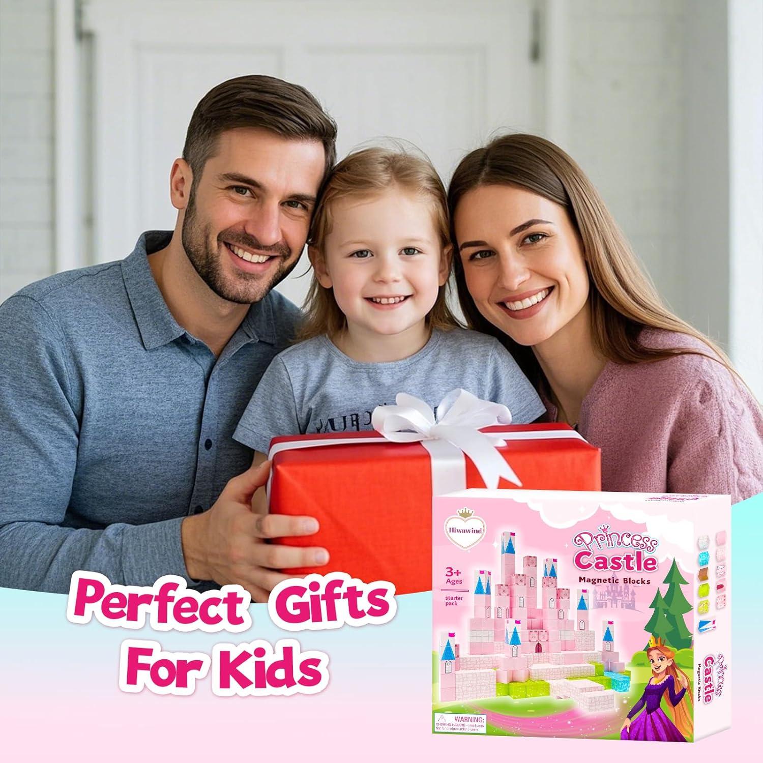 64 Piezas Bloques Magnéticos Hiwawind Castillo Princesa