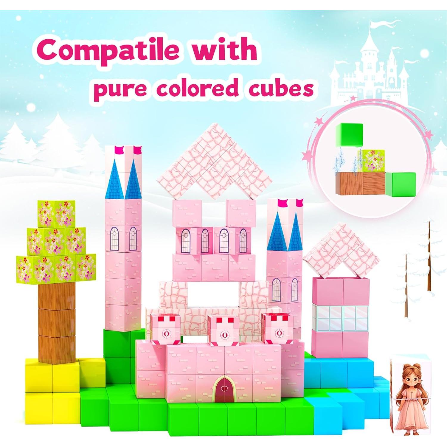64 Piezas Bloques Magnéticos Hiwawind Castillo Princesa