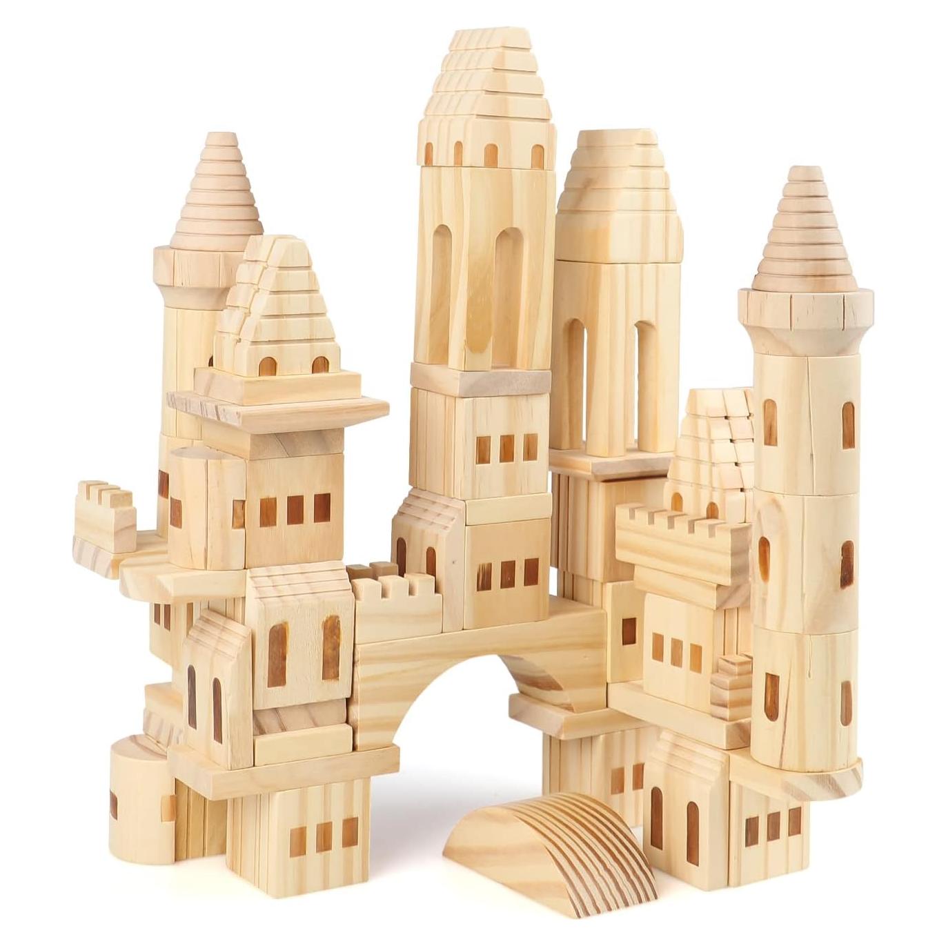 75 Piezas Bloques de Castillo de Madera Garlictoys