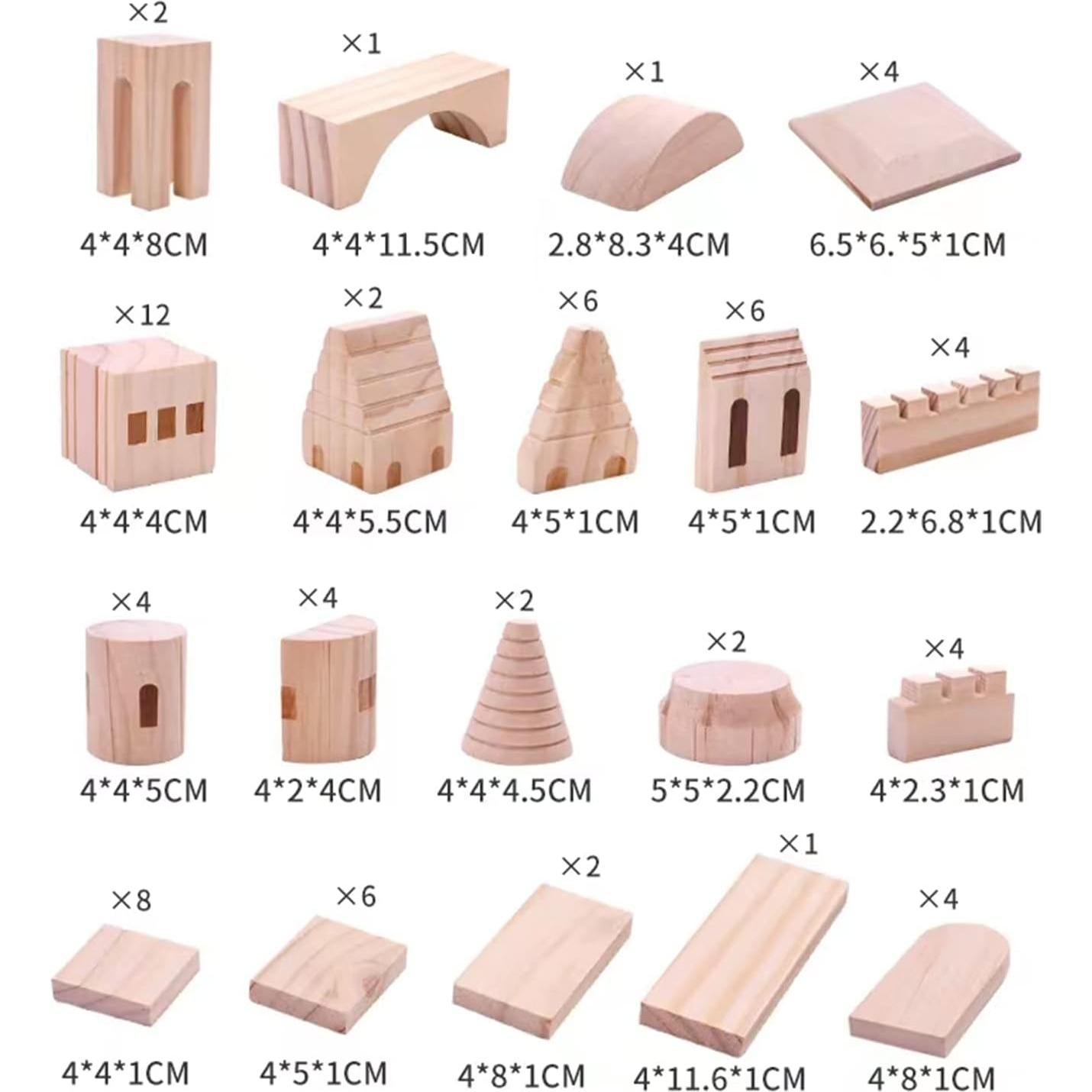 75 Piezas Bloques de Castillo de Madera Garlictoys