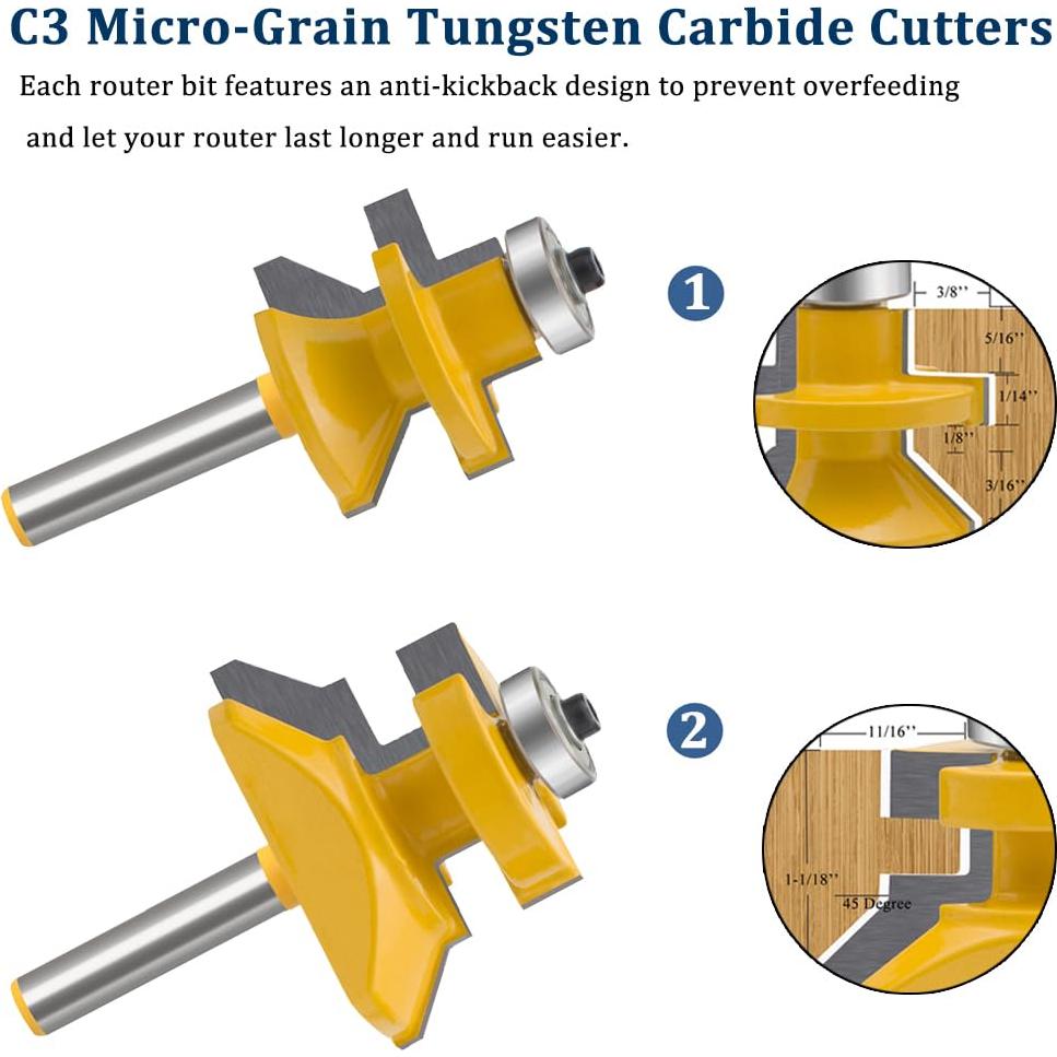 Juego de Brocas de Router TAIWAIN 1/4" Carburo 2 Pcs