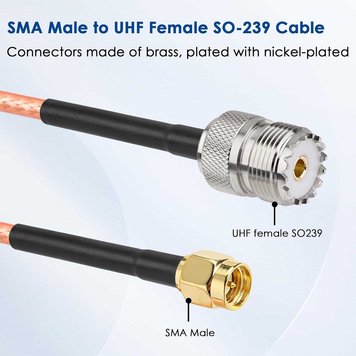 Cable Coaxial SMA Macho a UHF Hembra SO239 30.48 cm 2PCS