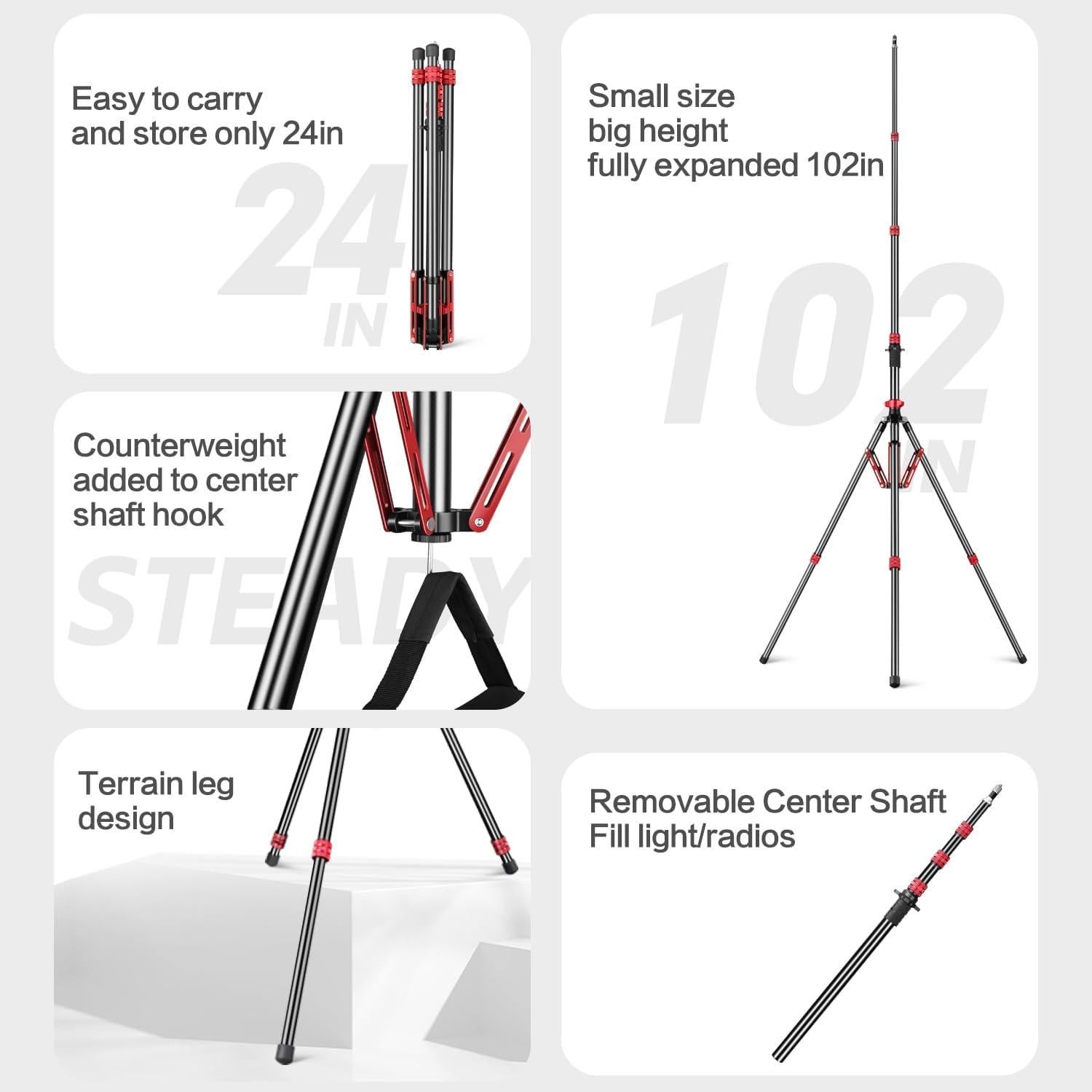 Trípode de Luz Ajustable Aluminio 222cm con Bolsa - MT-02S