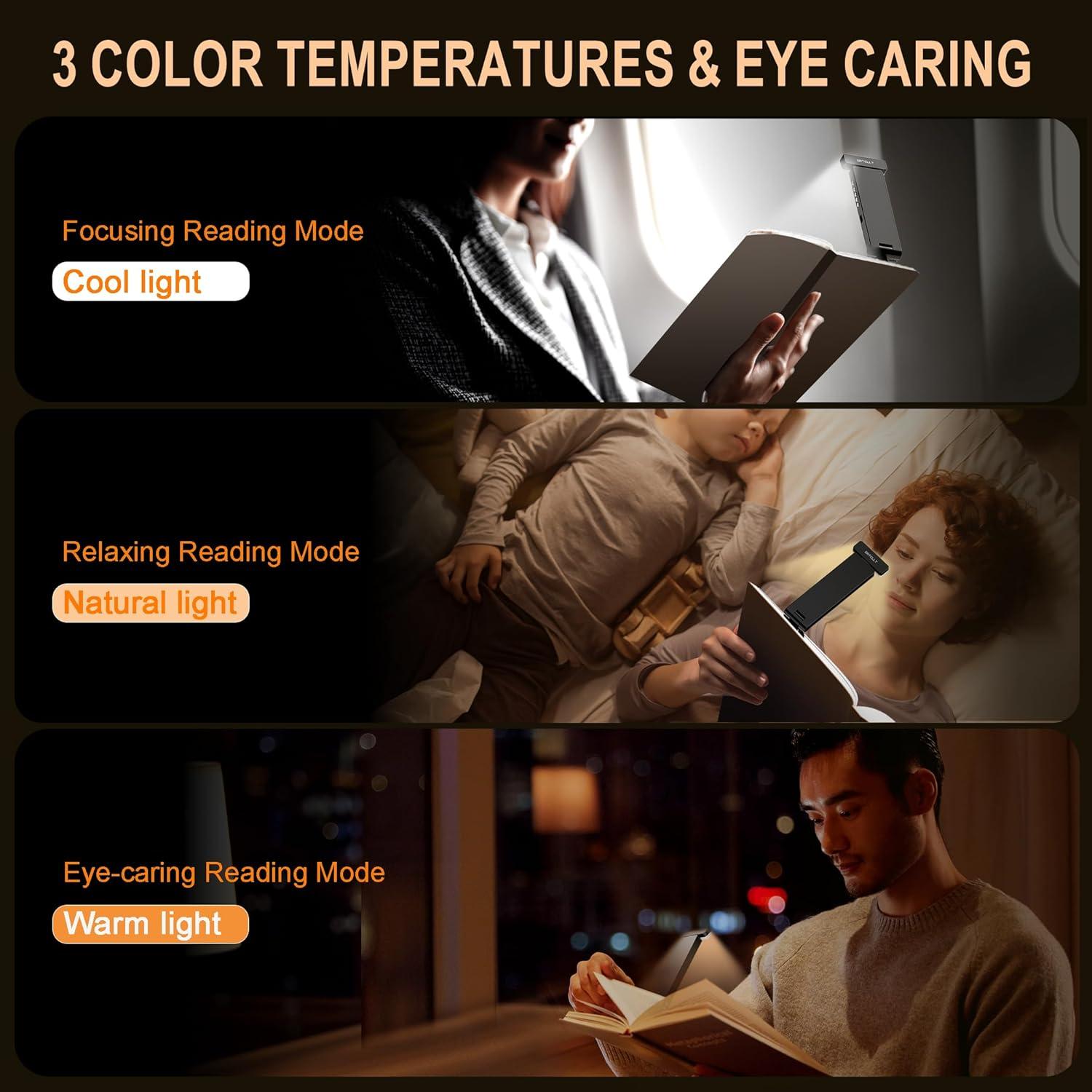 Luz de lectura recargable SRTCLLT 1500mAh 3 colores ajustables