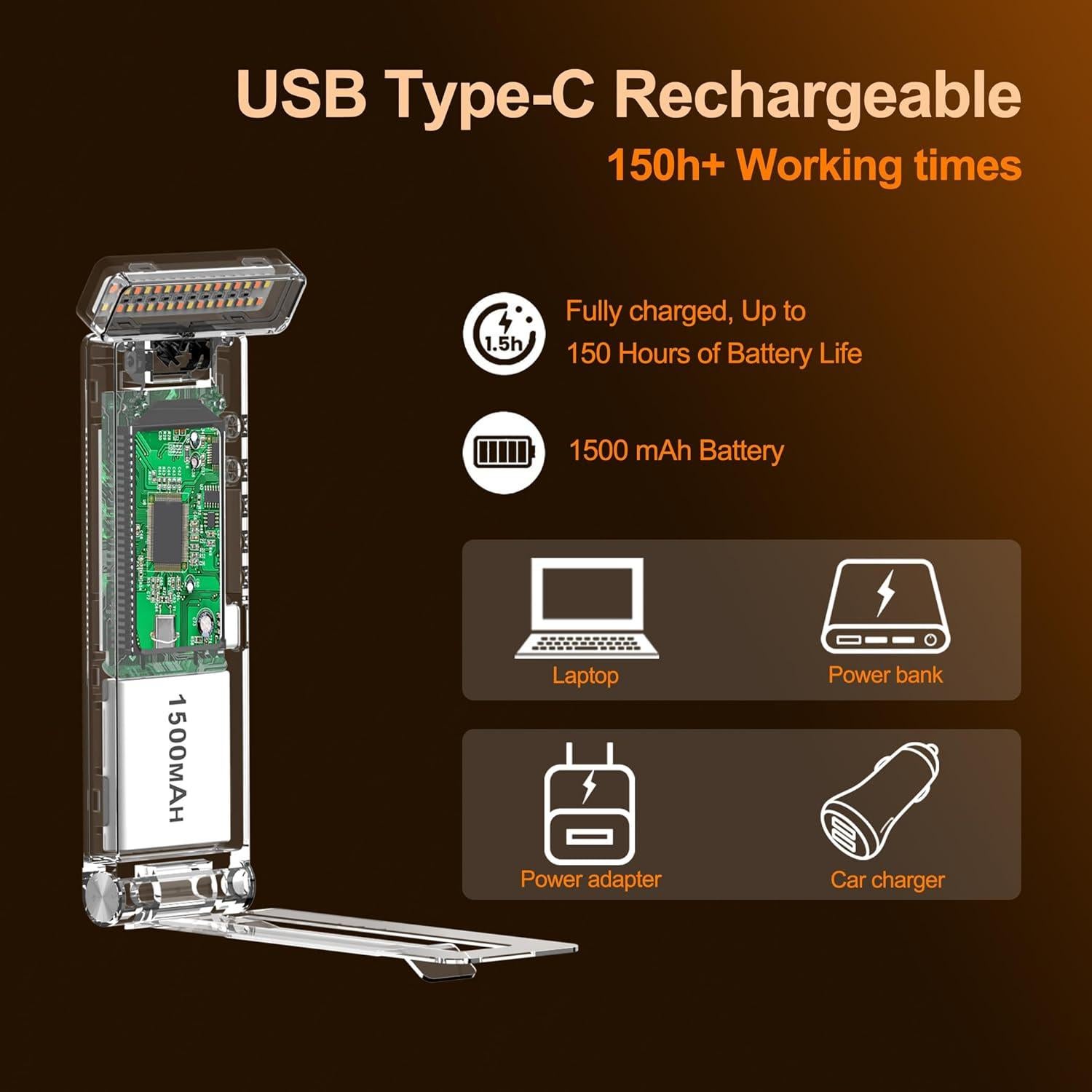 Luz de lectura recargable SRTCLLT 1500mAh 3 colores ajustables