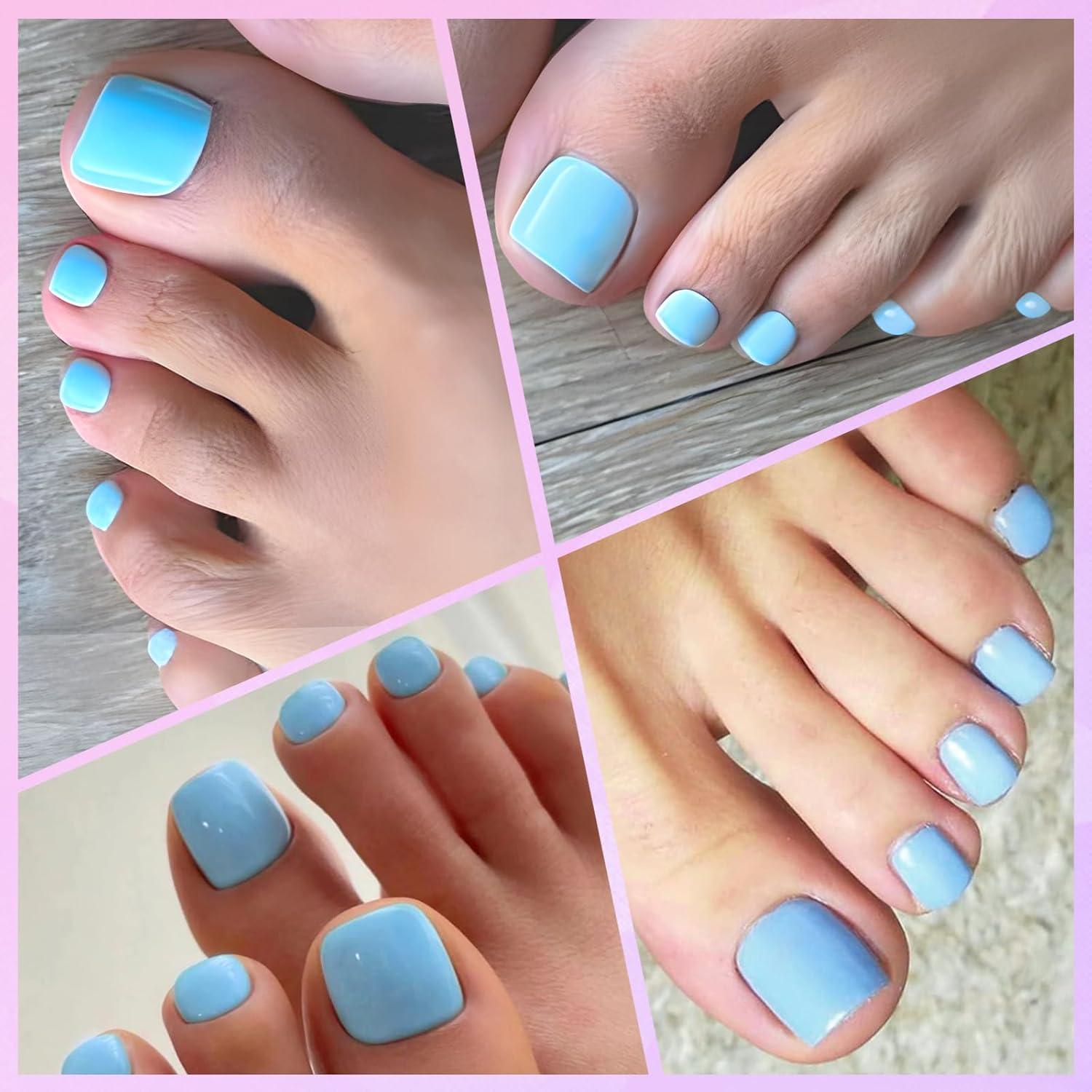 240 Uñas Postizas Cortas para Pies Lifextol - Azul Bebé