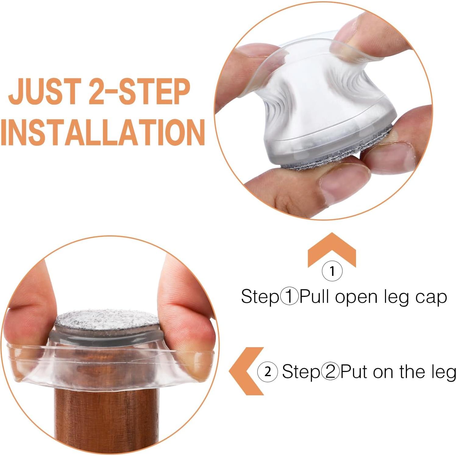 16 Protectores de Patas de Silla Silicona Transparente Antideslizantes