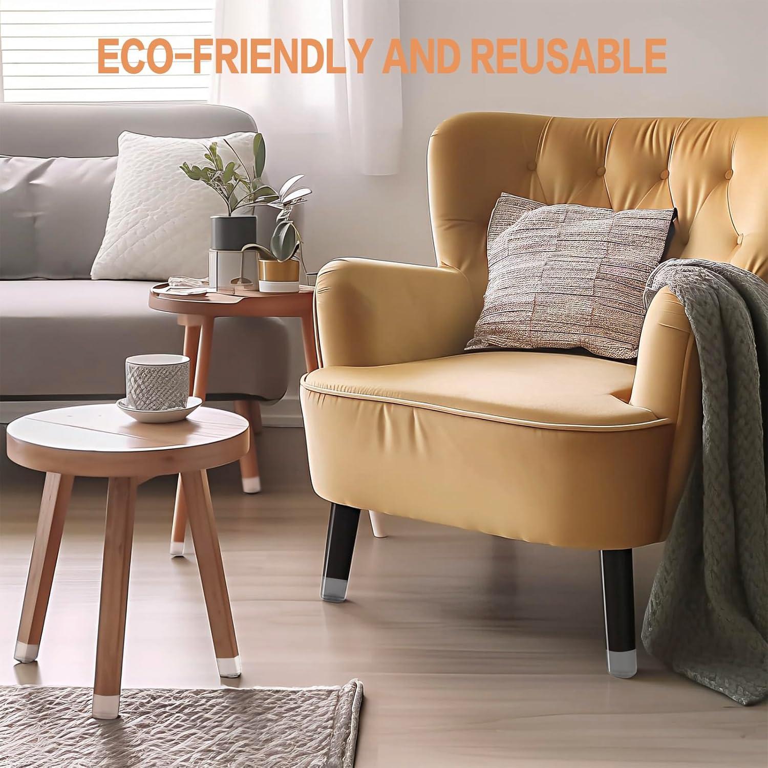 16 Protectores de Patas de Silla Silicona Transparente Antideslizantes