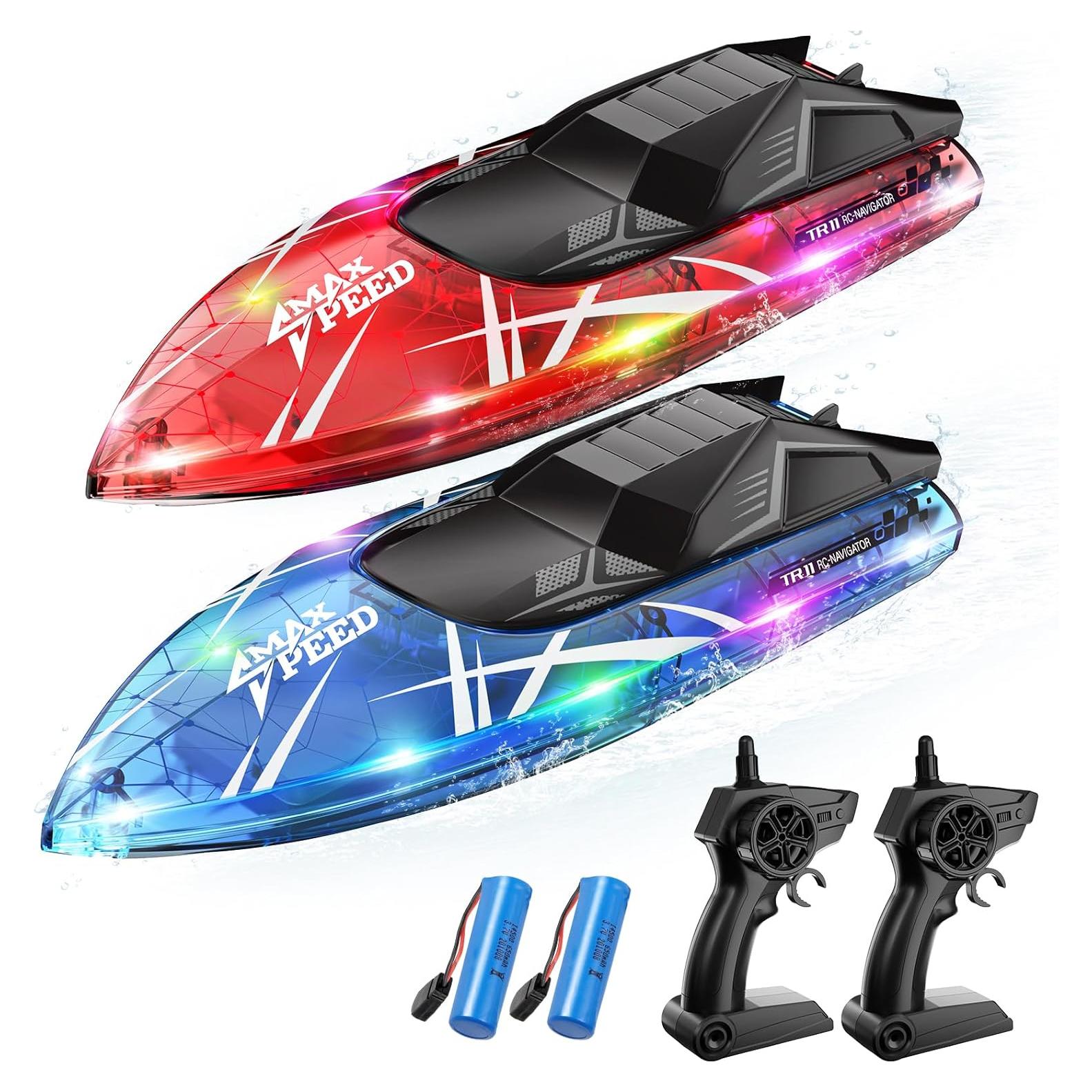 Barco RC TOLLCY Impermeable 2Pack LED 15KMH para Niños