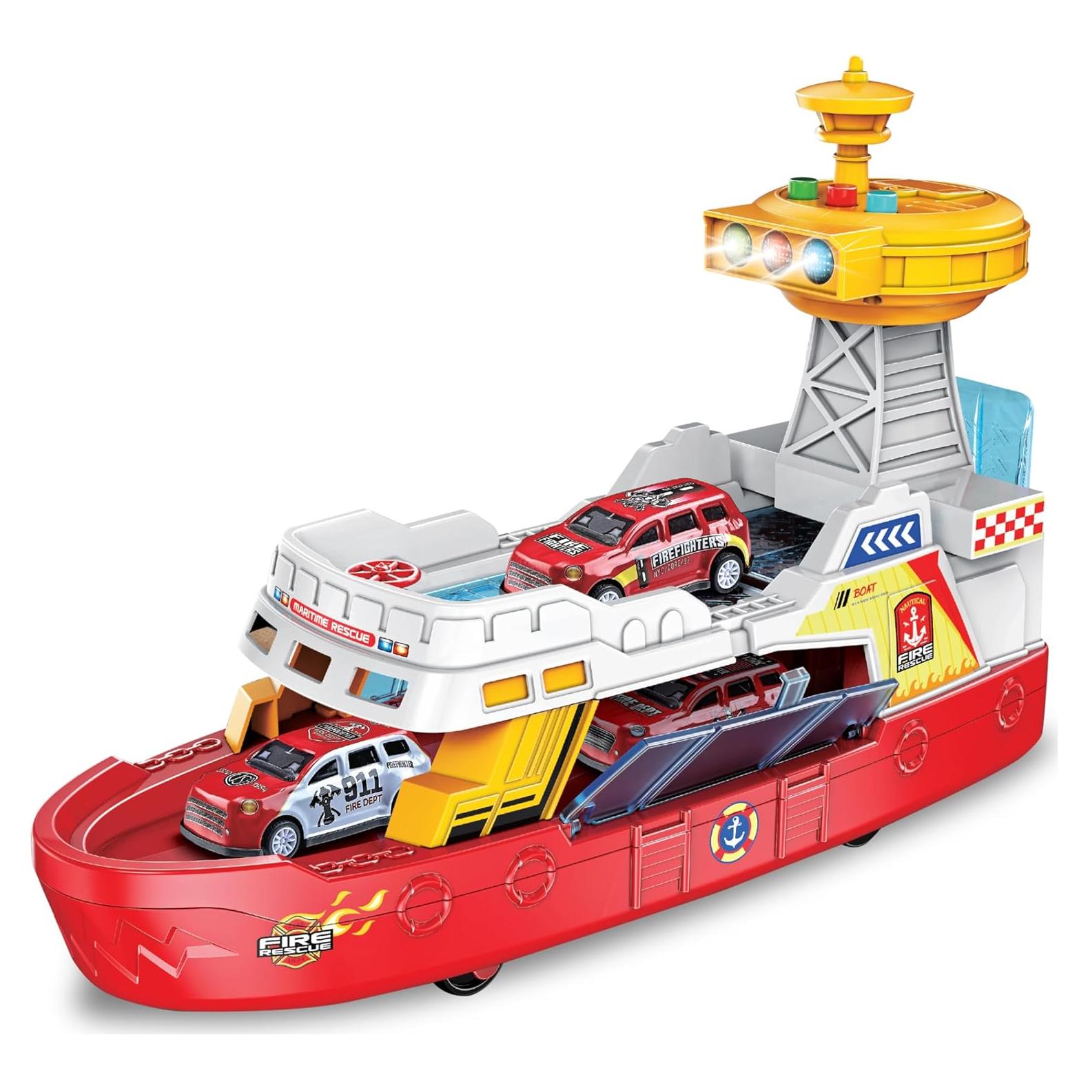 Barco de Bomberos Iluminado ArtCreativity con 3 Coches