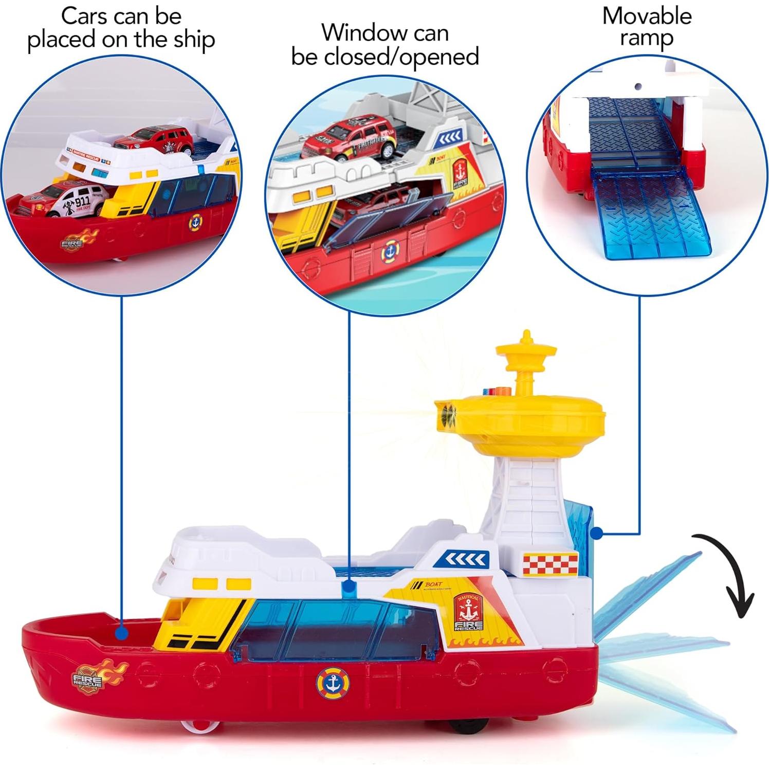 Barco de Bomberos Iluminado ArtCreativity con 3 Coches