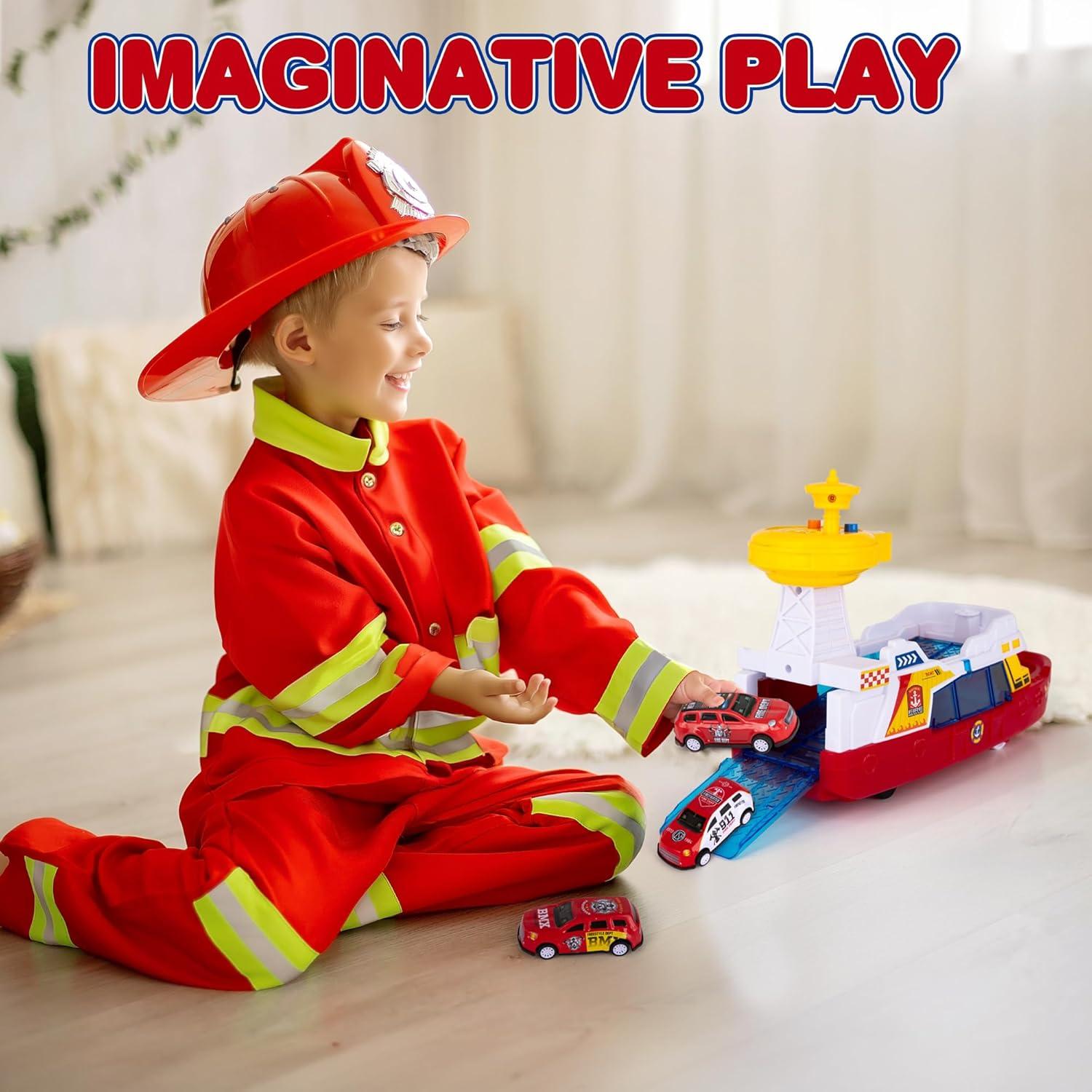 Barco de Bomberos Iluminado ArtCreativity con 3 Coches