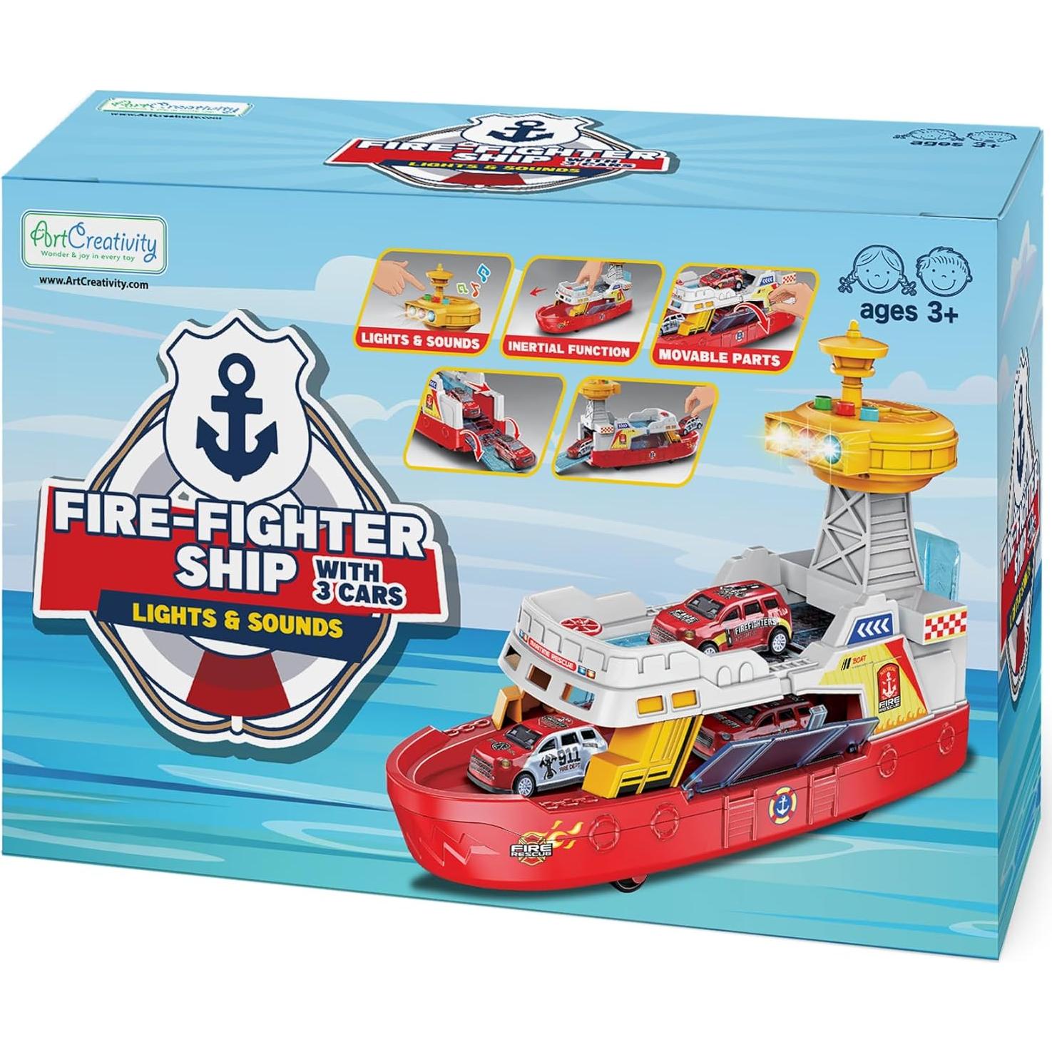 Barco de Bomberos Iluminado ArtCreativity con 3 Coches