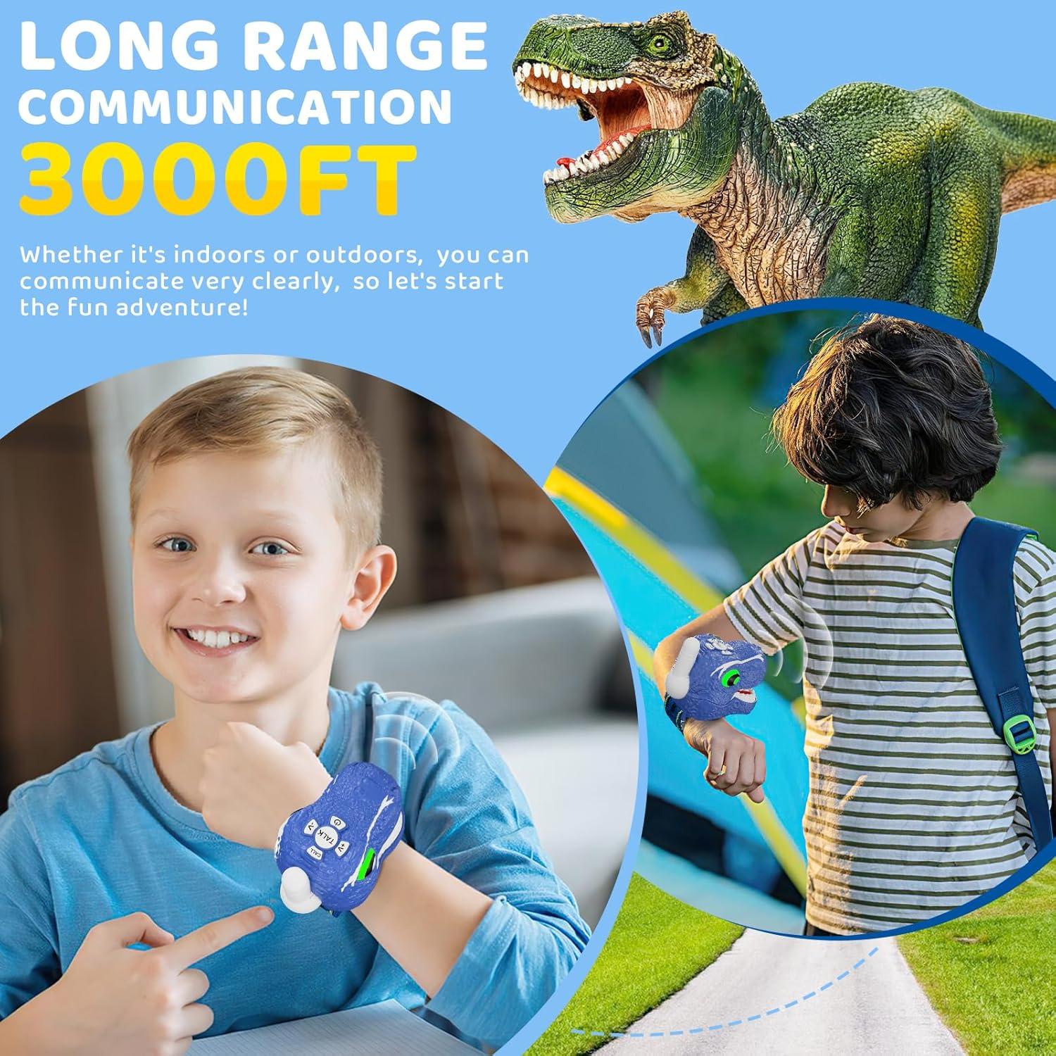 Walkie Talkies Dinosaurio Qichuang 2 Paquete Azul 1 km Alcance