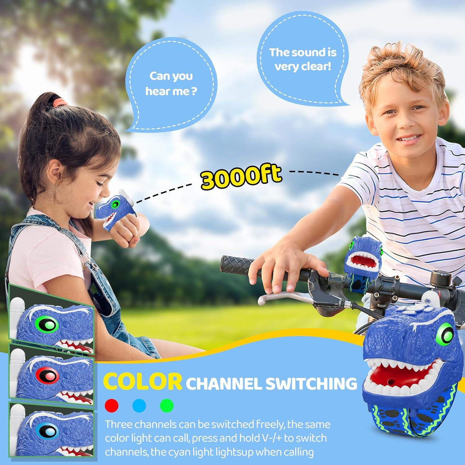 Walkie Talkies Dinosaurio Qichuang 2 Paquete Azul 1 km Alcance