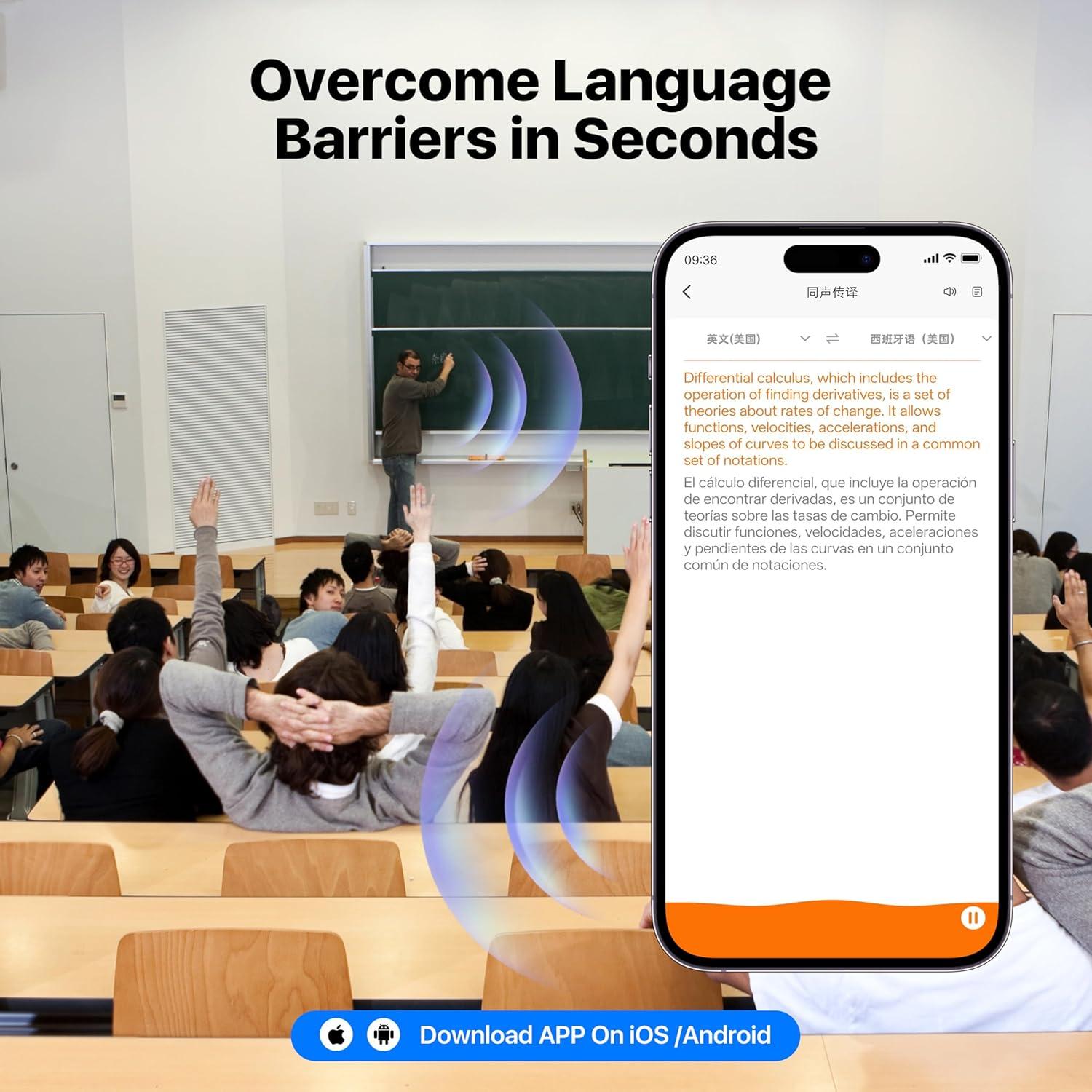 AI Language Translator Earbuds, 4-in-1 OWS Real Time 144 Languages and Accents Translation Earbuds, Audifonos Traductores Inglés Español Translation Device for Travel Business Learning, Black