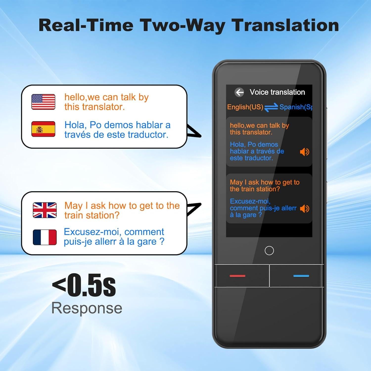Traductor de Idiomas RUISJ Portátil 139 Idiomas 3" HD